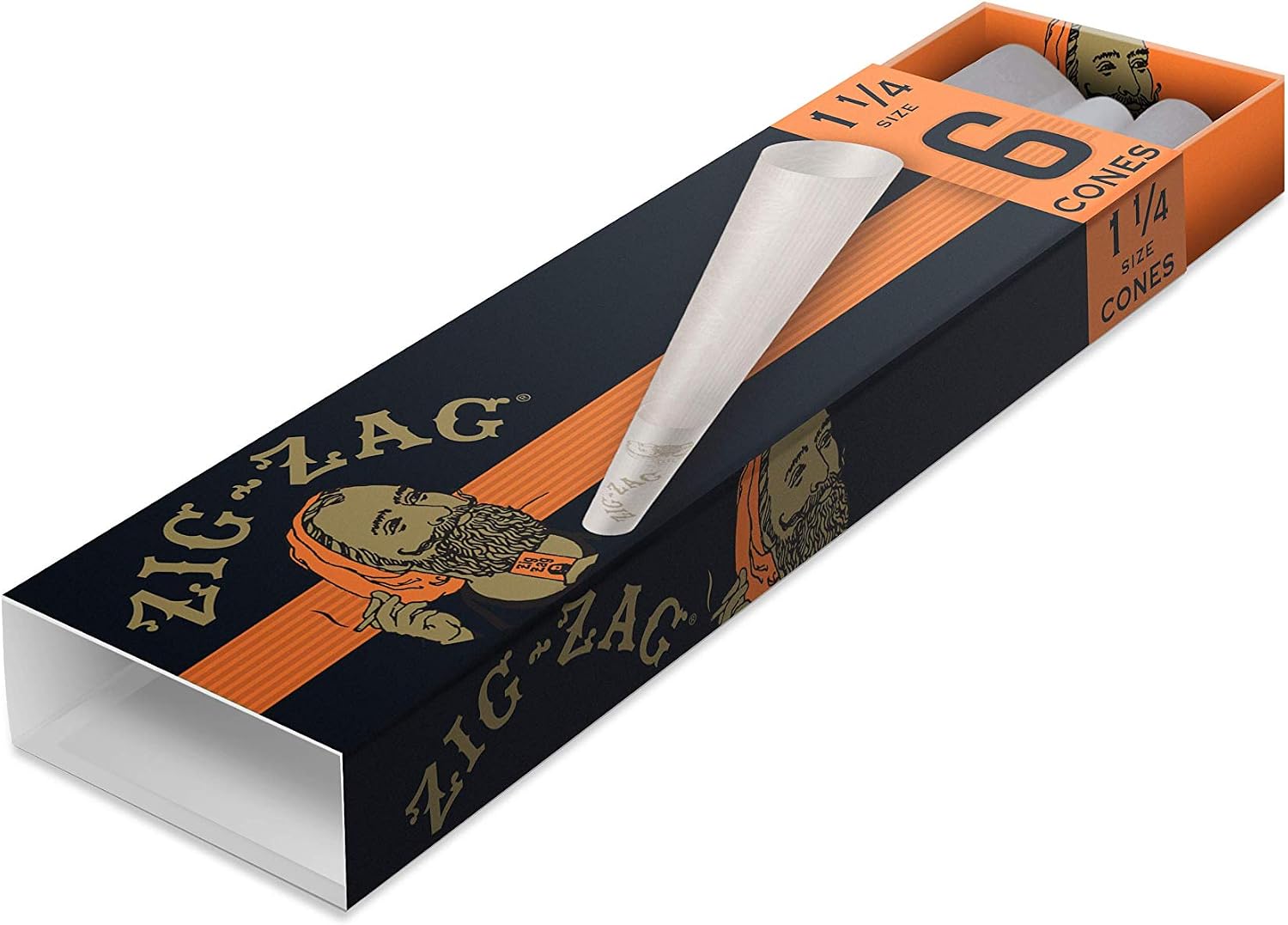ZIG-ZAG Ultra Thin Pre Rolled Paper Cones 1 1/4 Size (24-6 Packs per Carton) 144 Cones