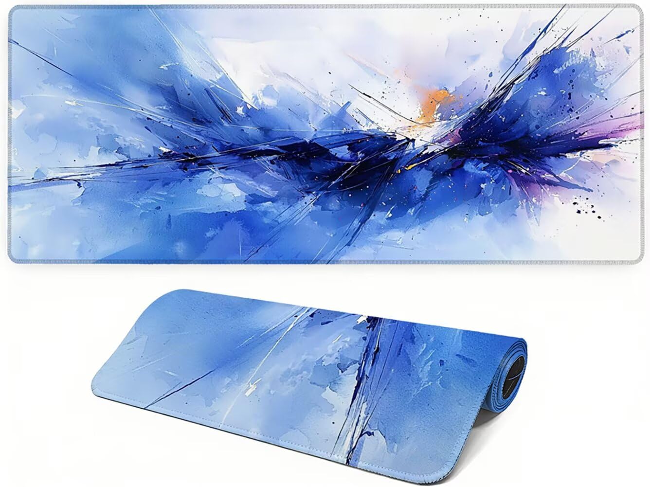 YF-3429 Podkładka pod mysz, bardzo duża, 1200 x 600 x 3 mm, niebieska, antypoślizgowa mata na biurko z gumową podstawą, przeszyte krawędzie, mata na biurko, zapewniająca trwałość, biała wodoodporna