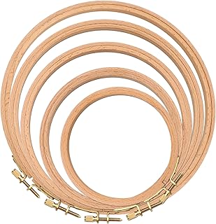 ZOCONE 5 PCS Beech Wood Embroidery Hoops, Wood Circle Hoop Ring Cross Stitch Hoop for Embroidery, Cross Stitch, Needlewor...