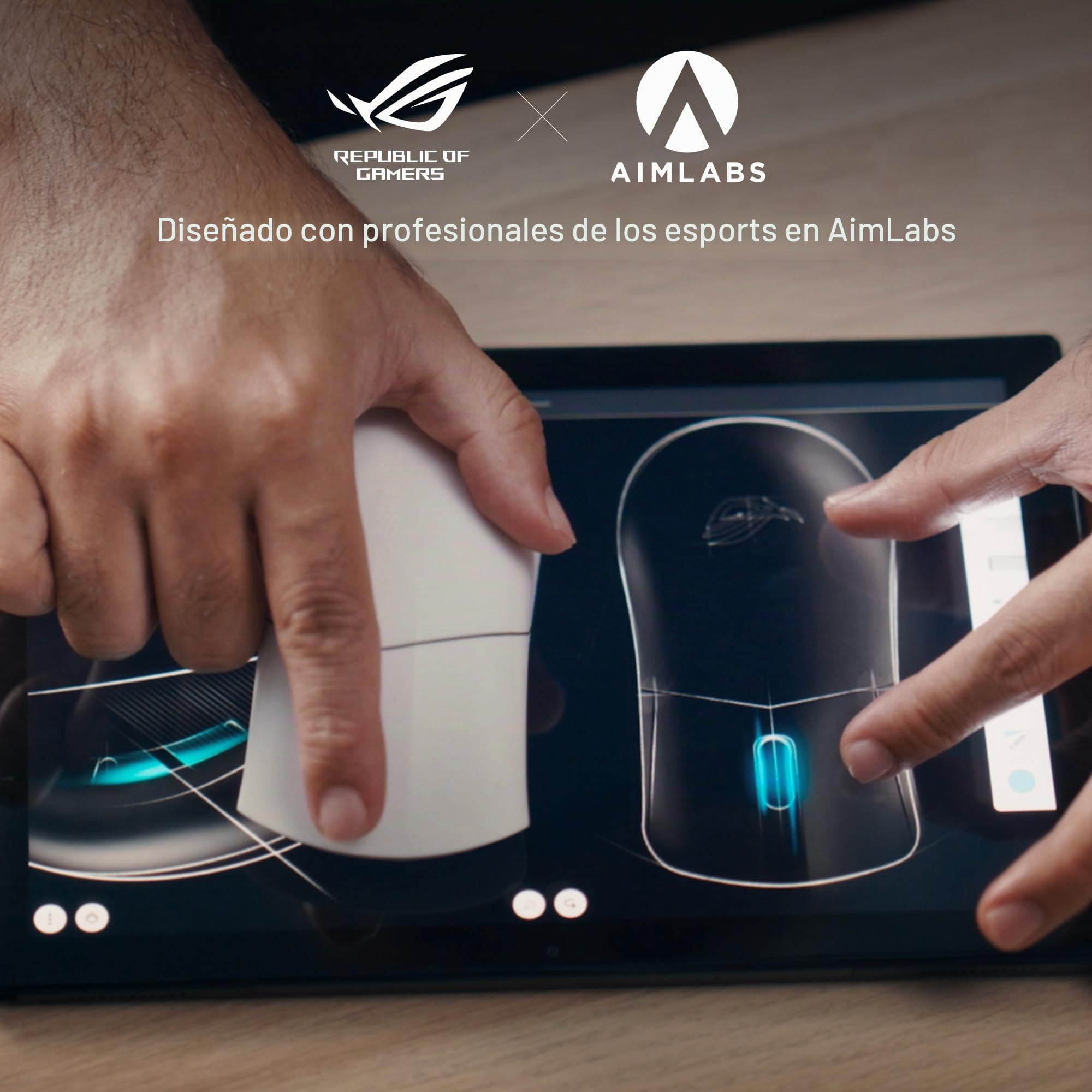 ASUS ROG Harpe Ace Aim Lab - Ratón inalámbrico para juegos de deportes electrónicos, optimizador de ajustes de laboratorio, probado por profesionales, diestros, peso ligero, conectividad trimodal, 36K