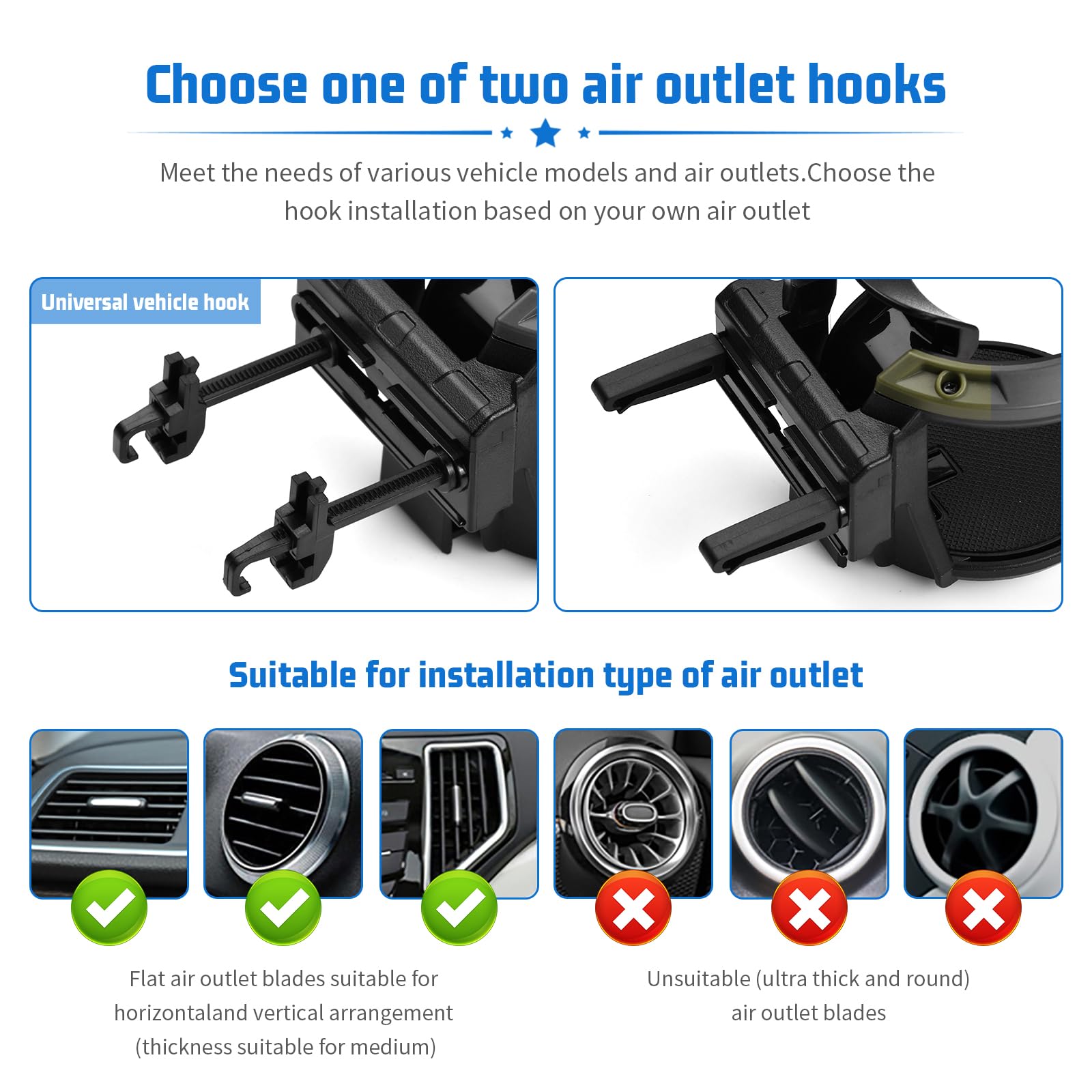 Portabicchieri Per Auto 2 In 1 - Supporto Da Ventilazione Per Telefono E Beverage