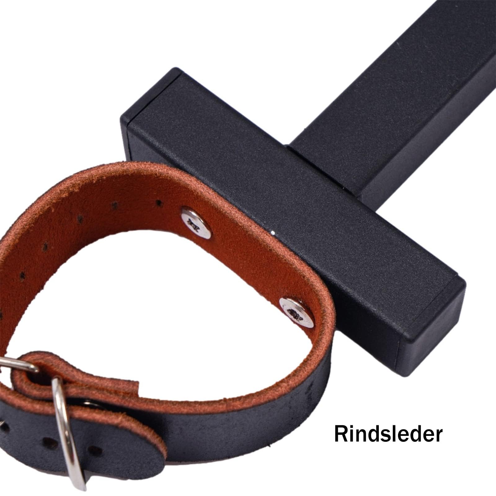 Fesseln Fesselstange mit Handfesseln und Halsfessel SM Bondage Rindsleder Handschellen Kragen Kohlenstoffstahll Spreizstange Einstellbar Bondageset Fetisch Sexspielzeug für Paare