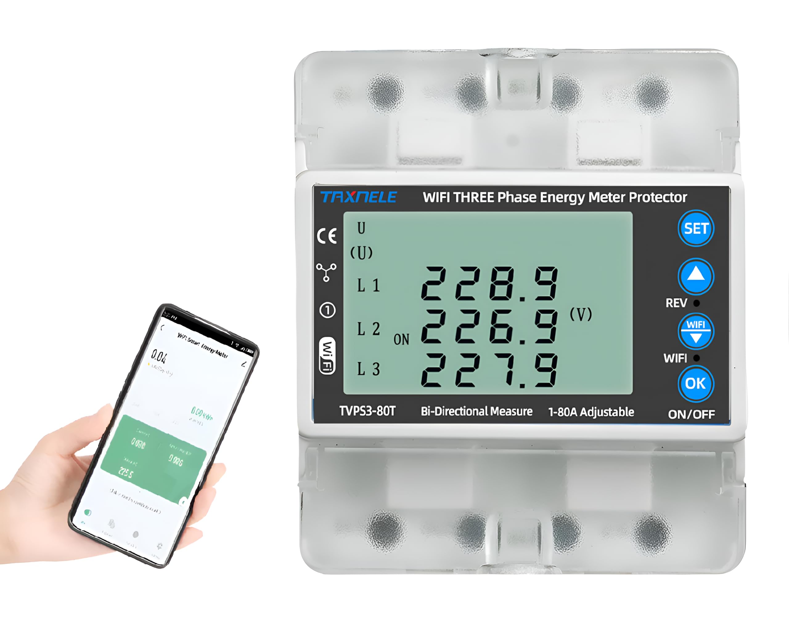 XPR3SS 100Amp 3 Phase Energy Meter WIFI Remote Control Bidirectional Smart Circuit Breaker Energy Meter KWh Power Meter Timer Over Voltage Under Voltage Over Current & Leakage Current Protection-image-42