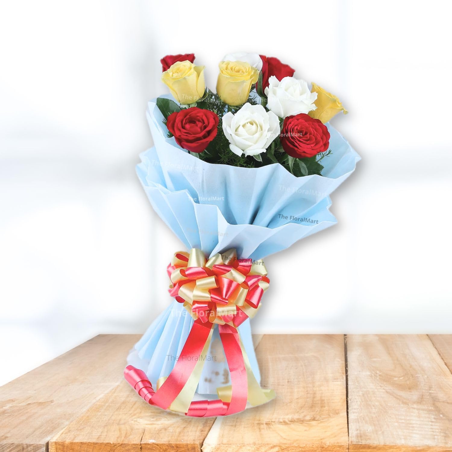 The FloralMart Fresh Flowers Special Love Bunch of Fresh Live 10 Mixed Color Roses Flower Bouquet For Birthday Gift, Anniversary Gift, Valentine's Day Gift, & Mother's Day Gift (Same Day Delivery)-image-22