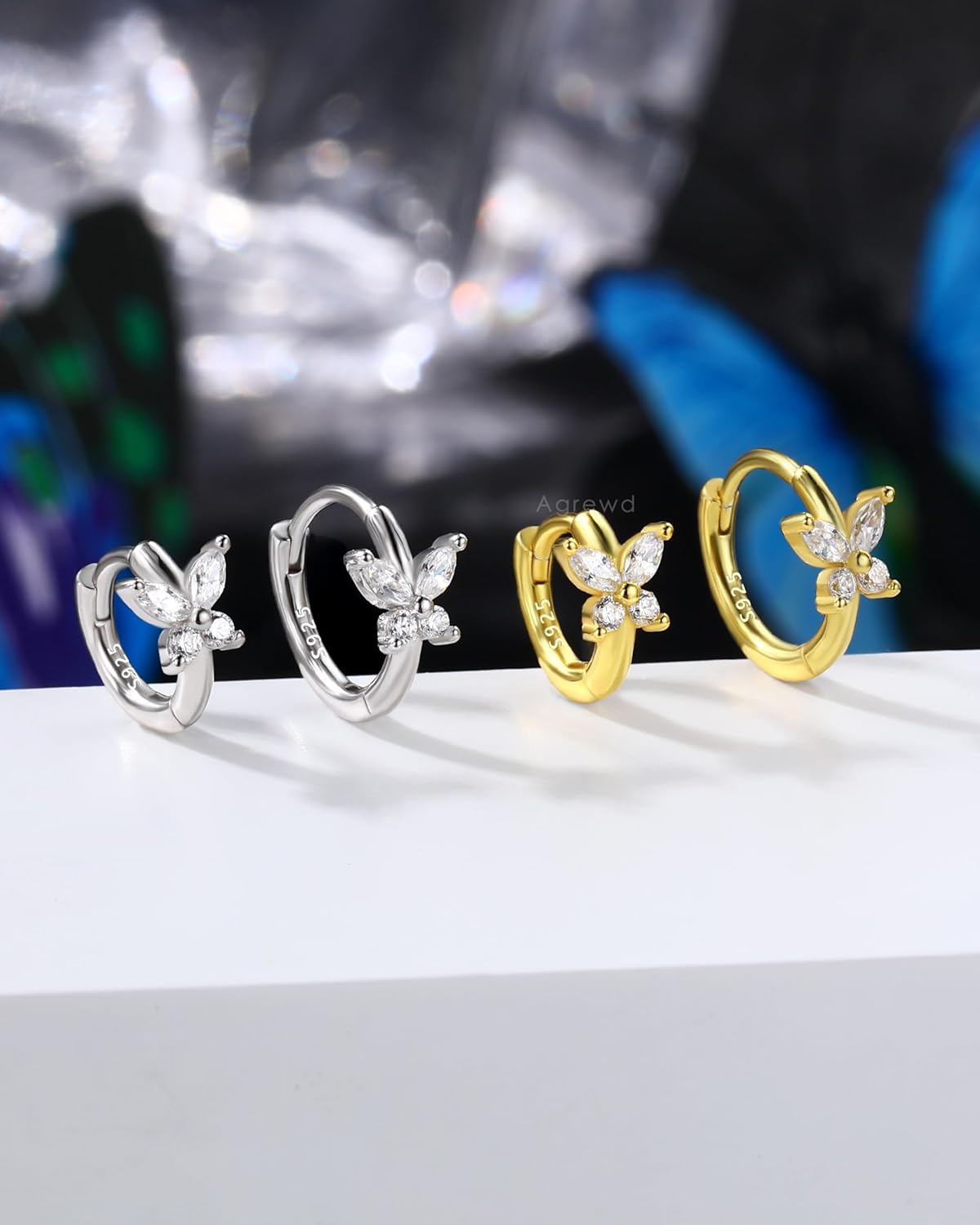 925 Sterling Silver Helix Earrings 20G Butterfly Helix Rook Earrings Surgical Steel Rook Piercing Jewelry Lobe Earring 6/8MM - Image 5