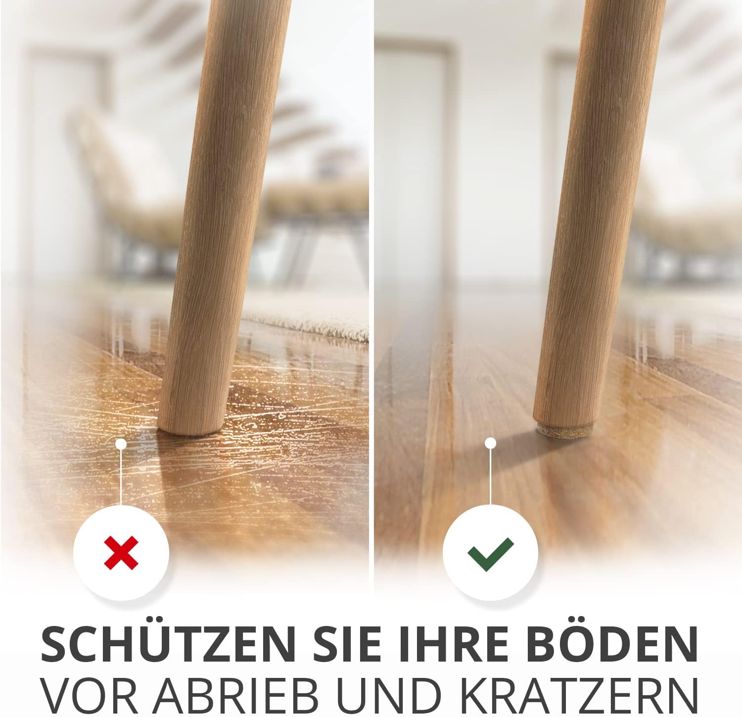 Filc csúszók alkalmazása székeken