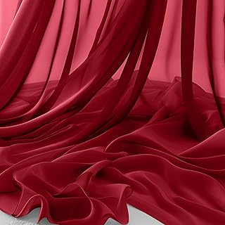 Horbaunal Burgundy Chiffon Fabric by The Yard, 10 Yard Continuous Sheer ...