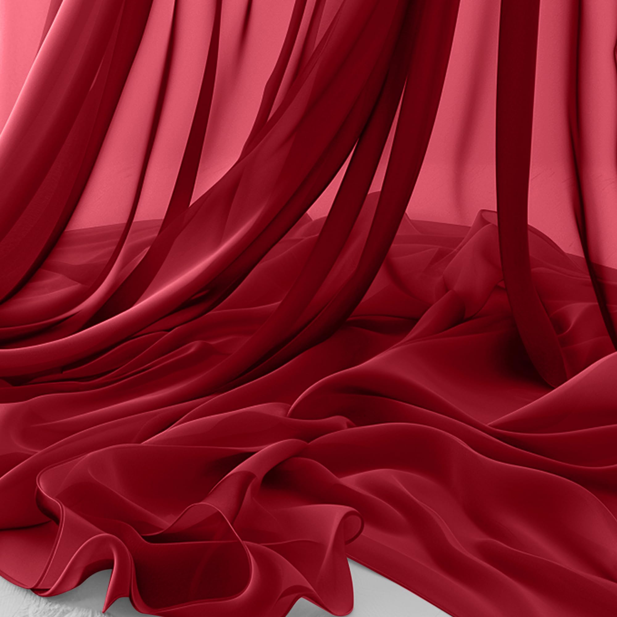 Burgundy Chiffon Fabric by The Yard, 1 Yard Continuous Sheer Fabric 59" Wide Soft Draping Fabric for Wedding Arch Draping Party Backdrop DIY Sewing