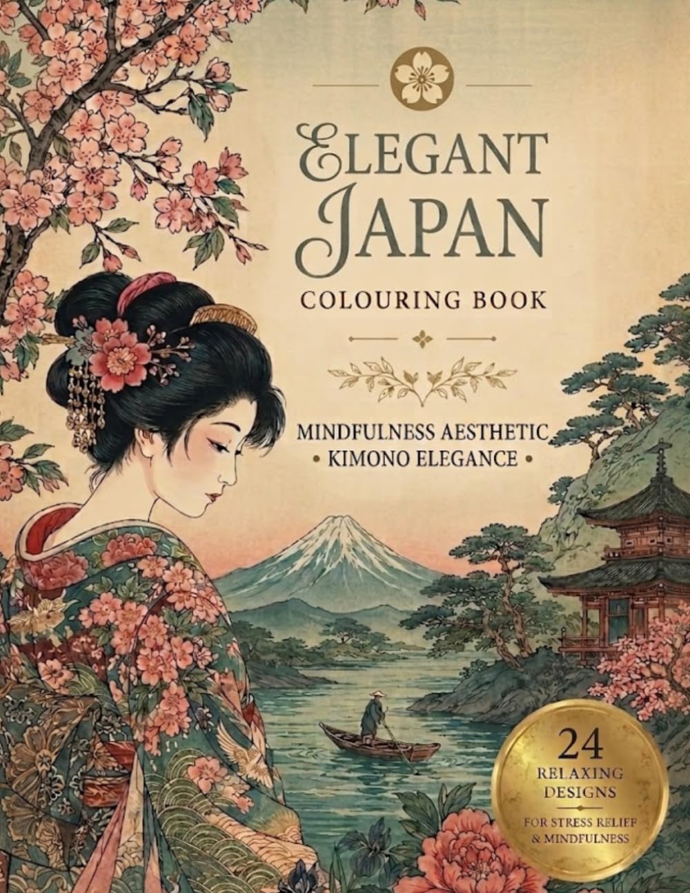 Elegant Japan colouring book: Mindfulness aesthetic Kimono Elegance