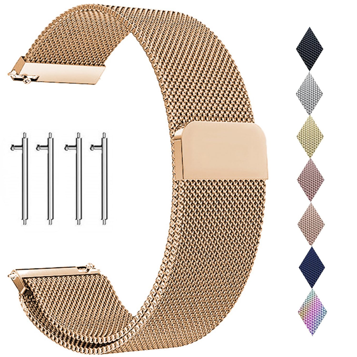 PDSQL Edelstahl Mesh Uhrenarmband, Metall Ersatz Armband Edelstahlarmband mit Magnetverschluss Smartwatch Schnellverschluss Watch Uhren Ersatzband Für Damen Herren