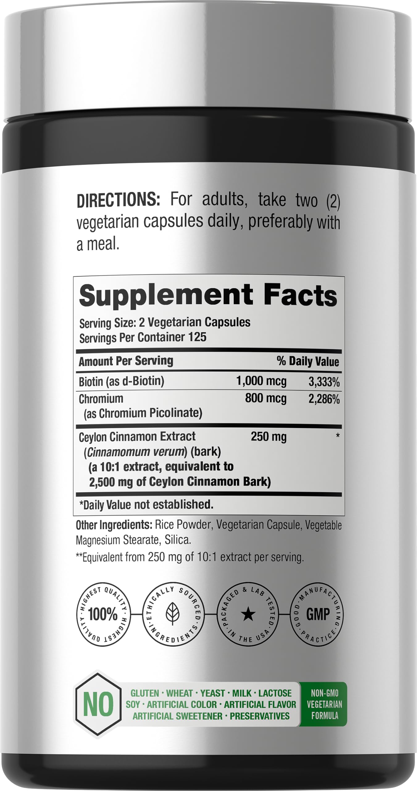 Horbäach Cinnamon with Chromium & Biotin | 250 Capsules — Amazon image 2