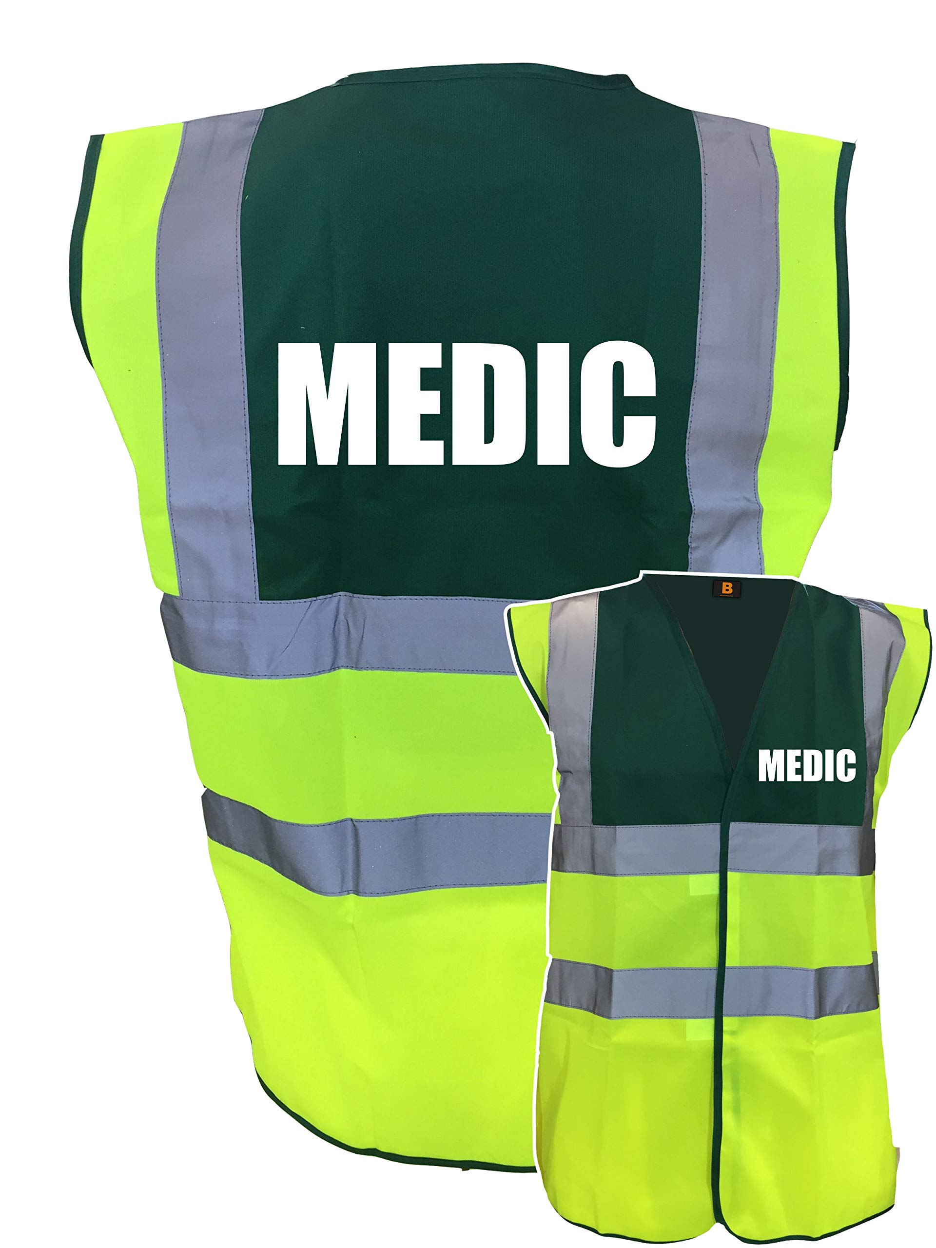 Premium Medic Yellow Green Hi Vis Viz Reflective Safety Vest Waistcoat, Reflective High Visibility, XXX-Large