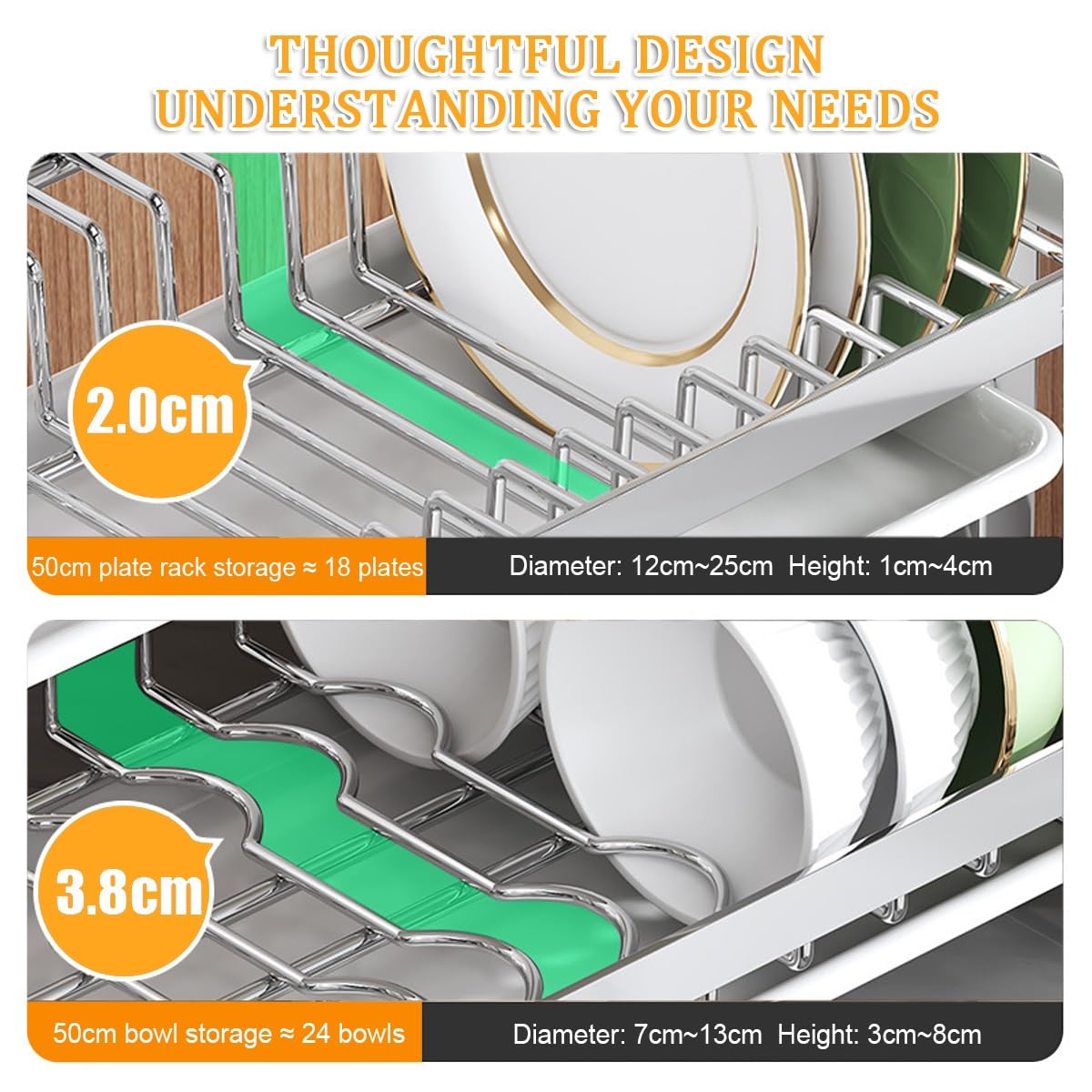 Multifonctionnel Égouttoir À Vaisselle, Étagères Rangement Cuisine Avec Planche Égouttoir Et Porte-Ustensiles, Grande Capacité Organisation Maison(A,33cm)