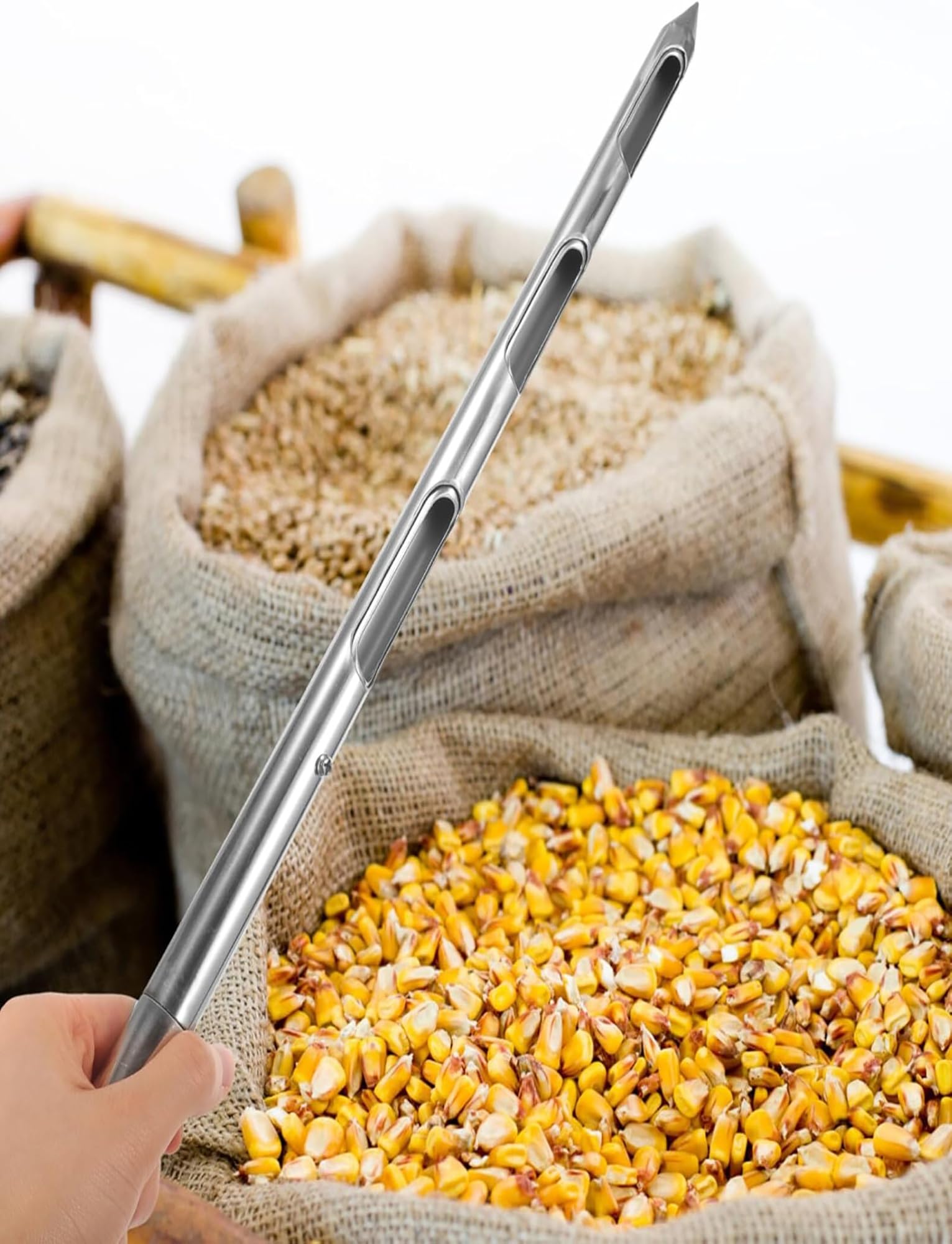 Sonde d'échantillonnage de Grains, Sonde d'échantillonnage de Grains en Acier Inoxydable for blé, Riz, maïs, Poudre métallique, Paquet de 5 Tailles 50-150 cm(50cm/1.6ft)