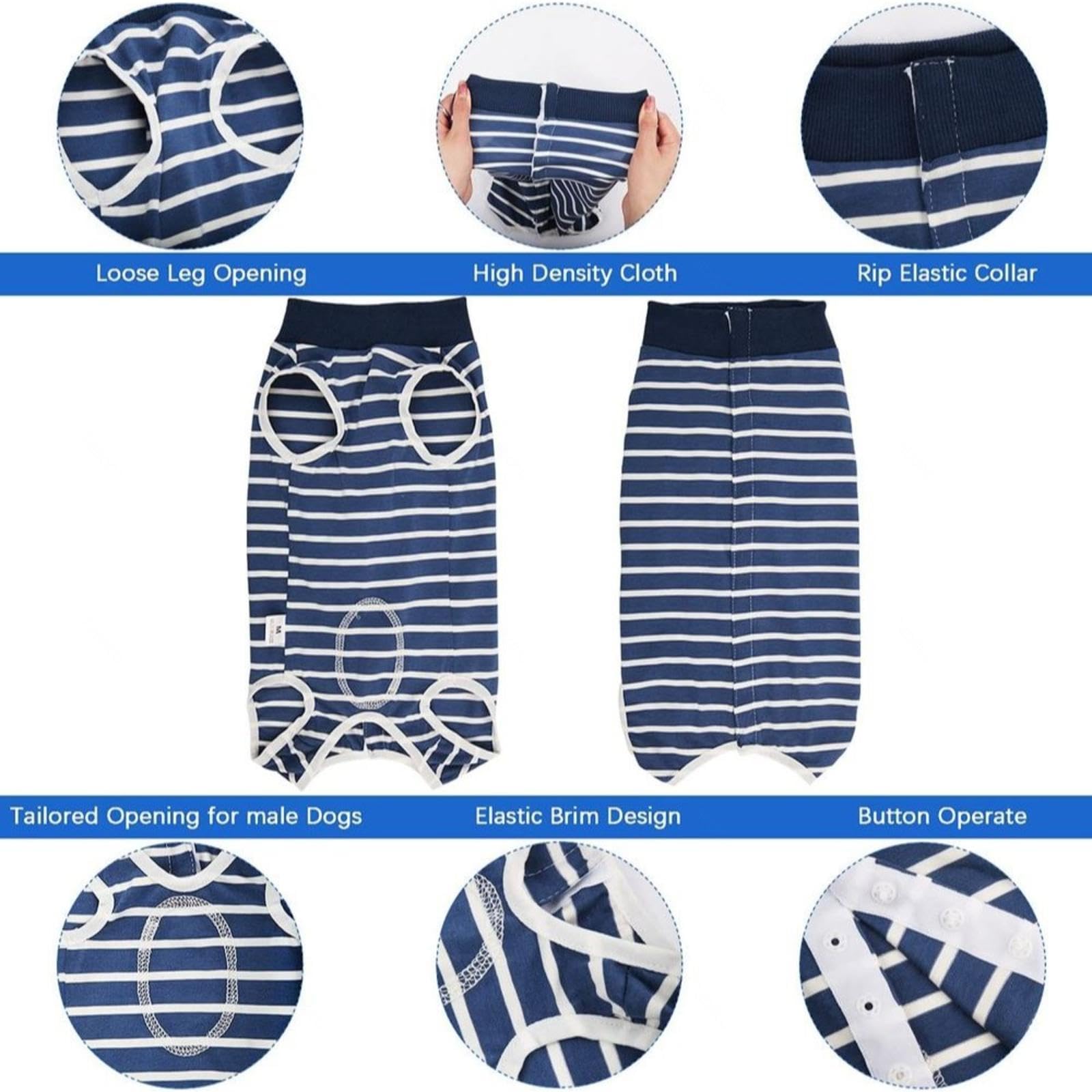 FAXIOAWA Tuta da Recupero per sterilizzazione per Cani Femmina - Tutine per Cani da leccare Tuta Anti leccata per Cani per incontinenza Leggera - Tuta da Recupero per Donna -Vu01,Bluestripe-XXXL