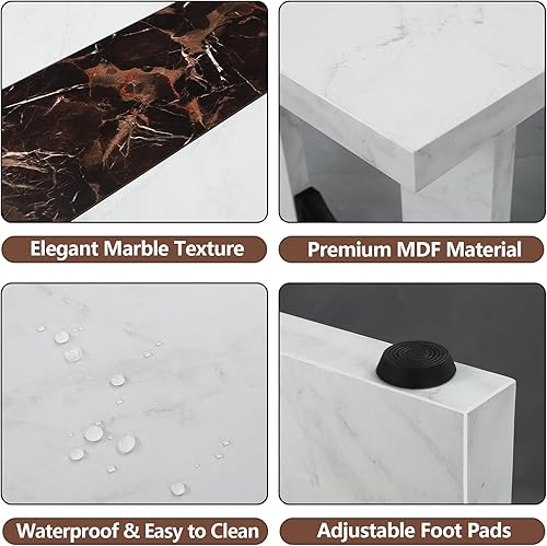 Miniatura 7 de Loomie Mesa de comedor de 71 pulgadas para 6-8 personas, mesa de cocina rectangular grande con mesa de color mármol, mesa de comedor lujosa de 6