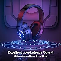 Vista 3 de YOTMS Auriculares para juegos para PS5, PS4, PC, Switch, Xbox One, auriculares inalámbricos Bluetooth sobre la oreja para laptop, tablet, Q8 2 en 1