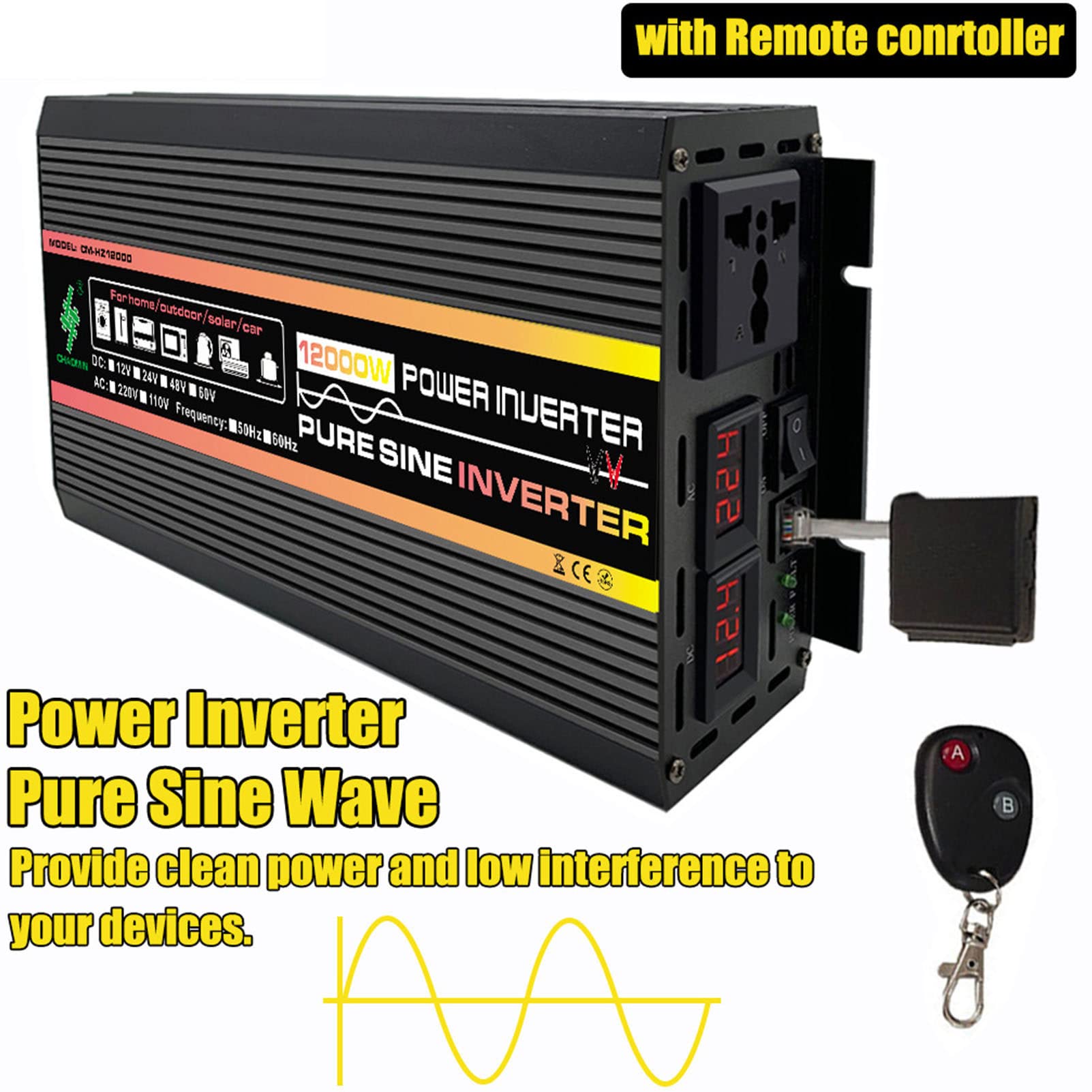 INVERTER DI POTENZA 5000 WATT ONDA SINUSOIDALE DA 12V A 230V AUTO HN5000-12V - Foto 11