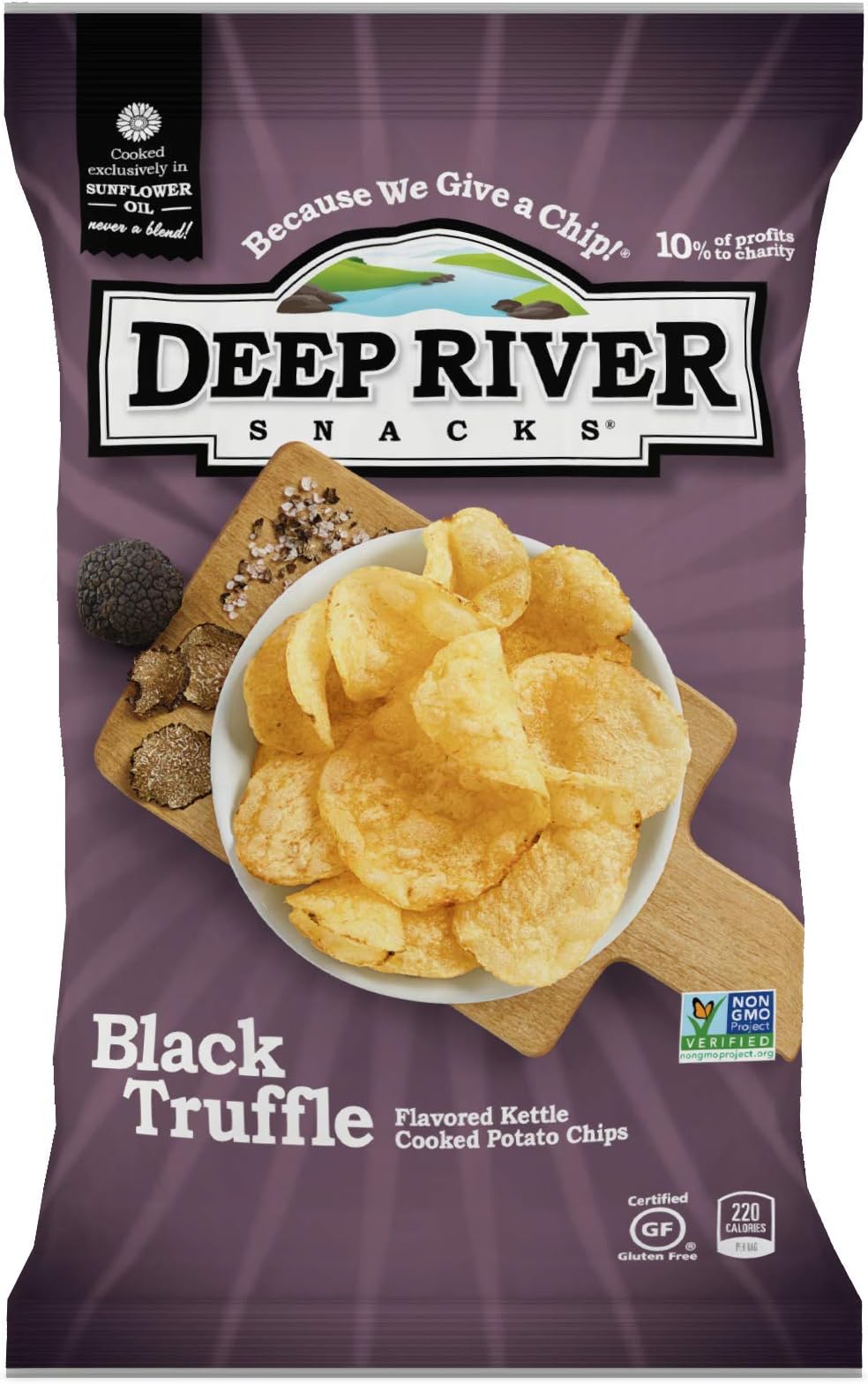 Deep River Snacks Kettle Potato Chips, Black Truffle, Gluten Free, Non GMO, 1.5 Ounce (Pack of 24)