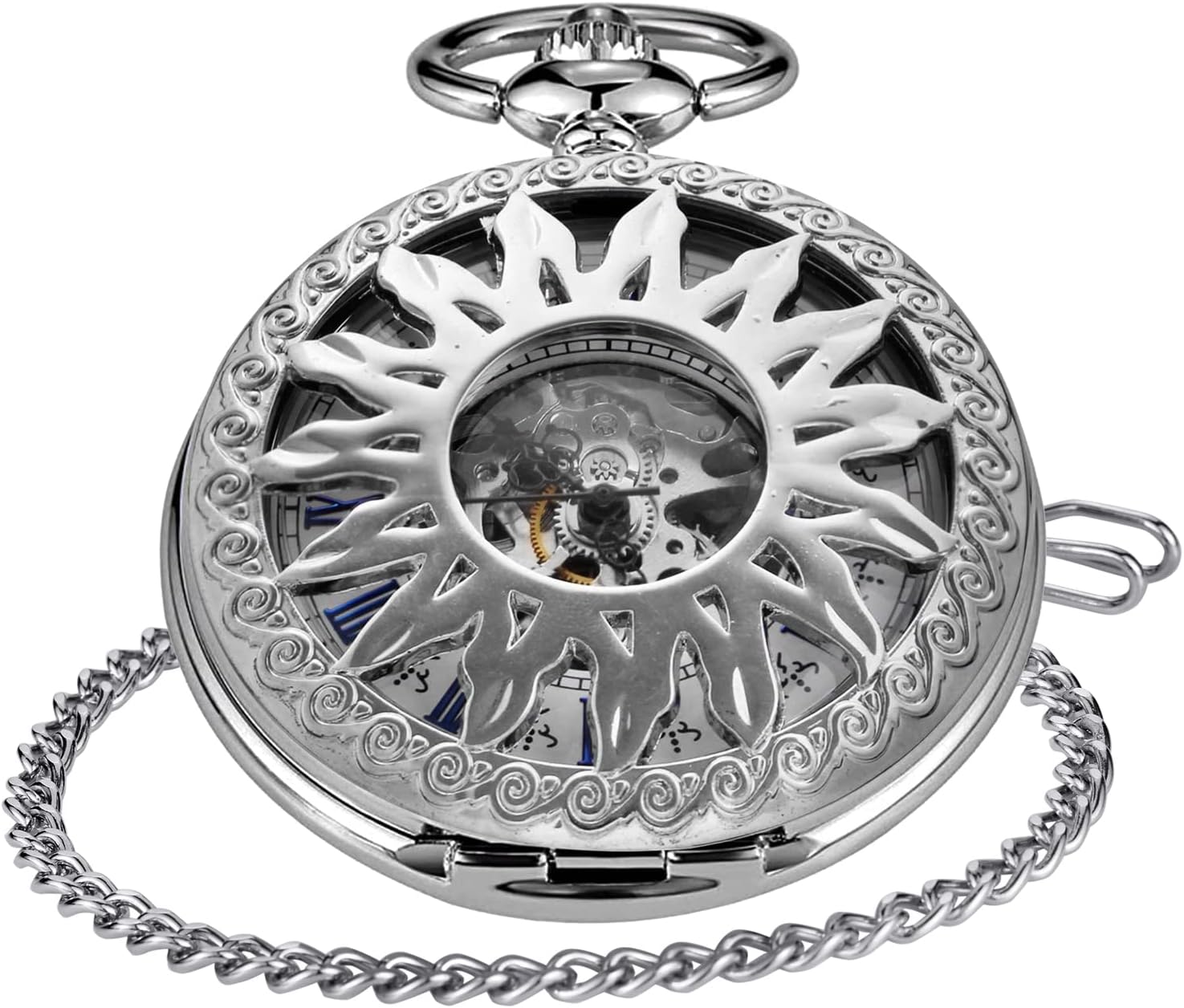 Classic Bronze/Black Mechanical Pocket Watches, Mechanical Vintage Bronze/Black Mechanical Pocket Watches Roman Numerals Black Dial Watches