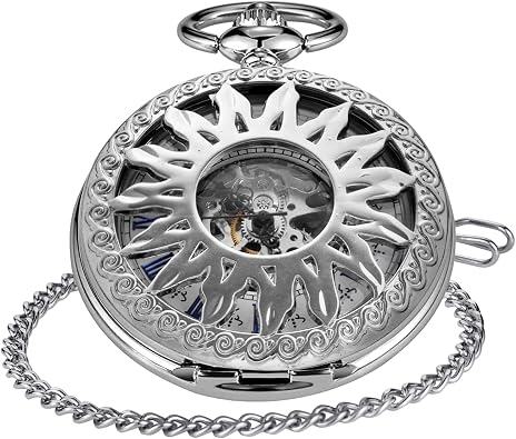Classic Bronze/Black Mechanical Pocket Watches, Mechanical Vintage Bronze/Black Mechanical Pocket Watches Roman Numerals Black Dial Watches