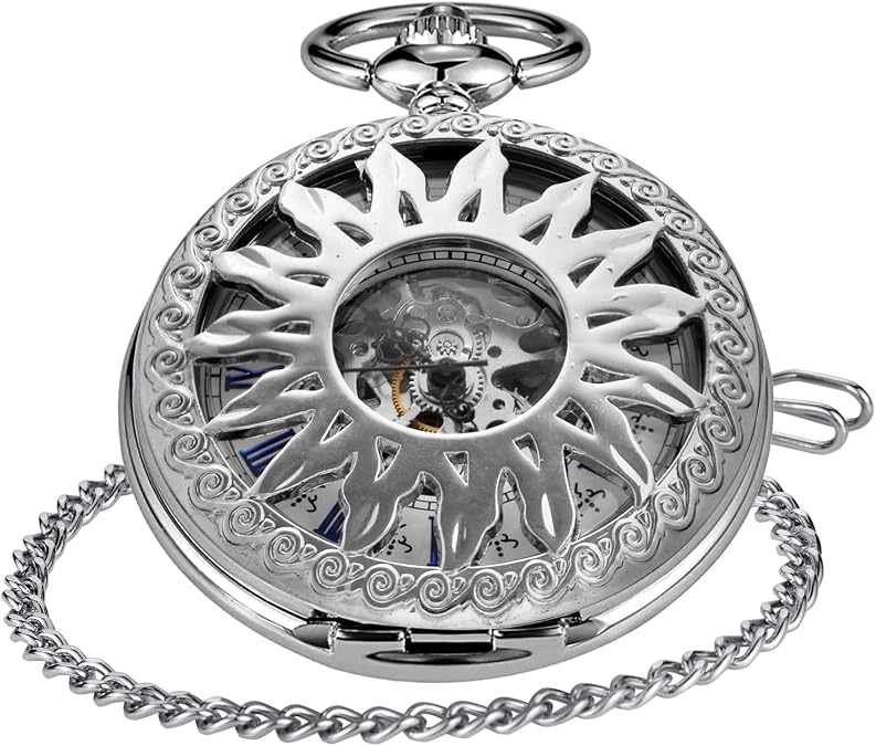 Classic Bronze/Black Mechanical Pocket Watches, Mechanical Vintage Bronze/Black Mechanical Pocket Watches Roman Numerals Black Dial Watches