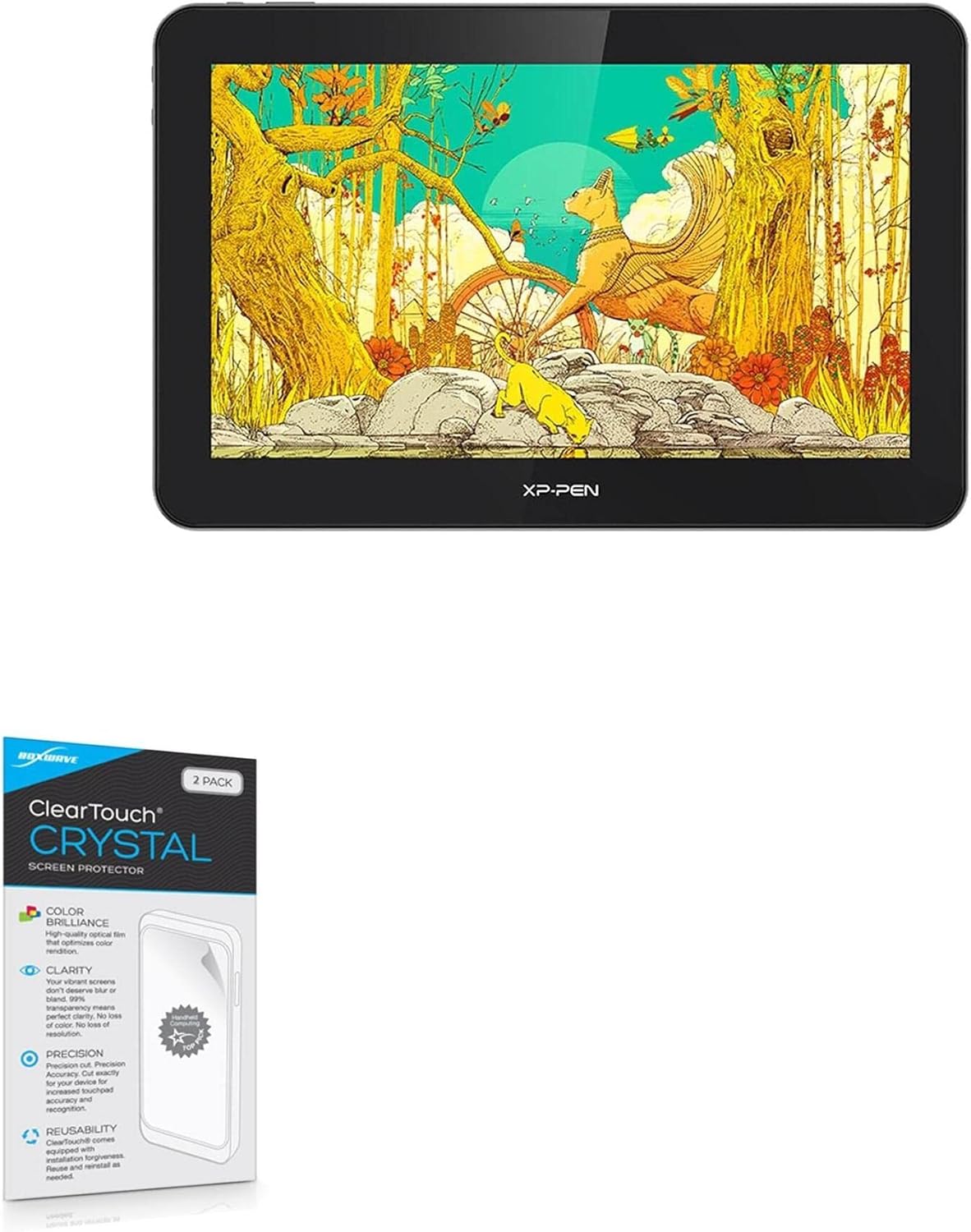 BoxWave Screen Protector Compatible with XP-Pen Drawing Tablet MD160U (15.6 in) - ClearTouch Crystal (2-Pack), HD Film Skin - Shields from Scratches