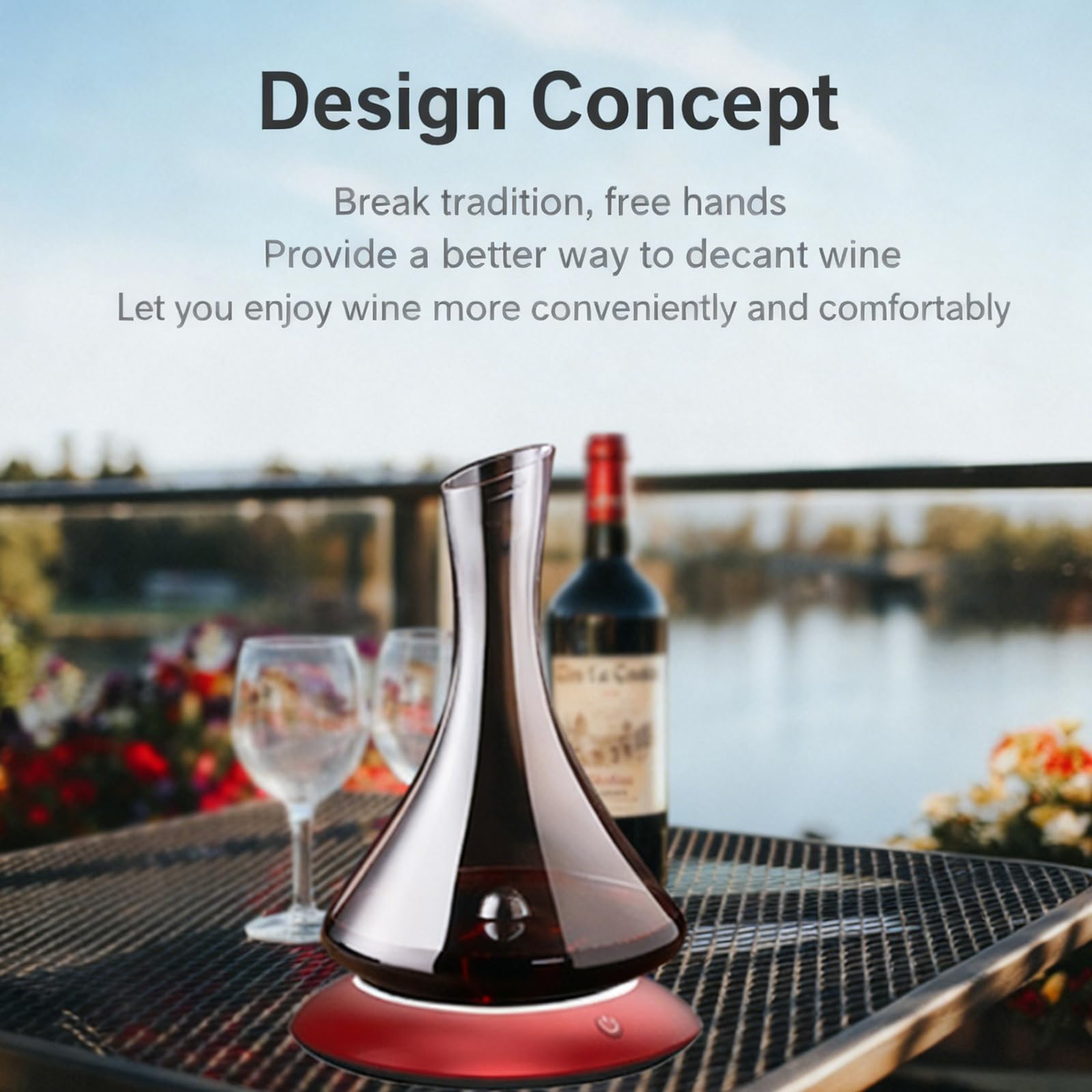 Décanteur électrique pour aérateur de vin, fonctionnement en un clic, filtre en acier inoxydable, éclairage ambiant, idéal pour bars, restaurants et réunions de famille