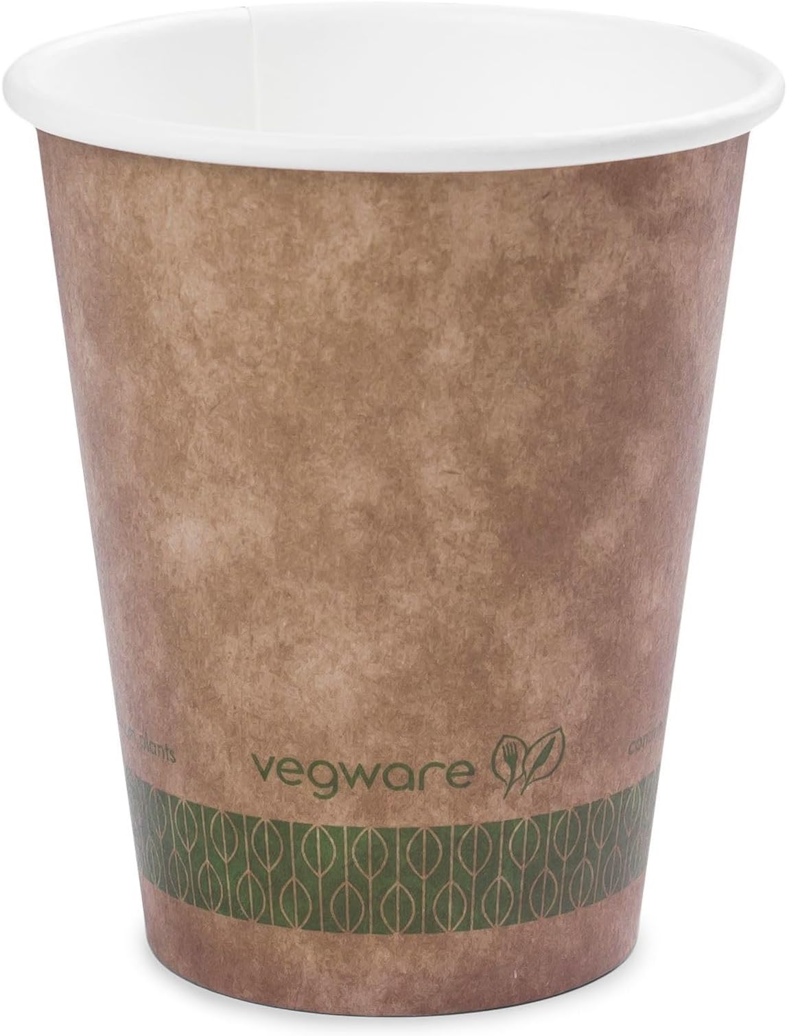 Vegware Compostable Disposable 12oz Coffee Cups, Case of 1000, Single Wall Kraft Hot Paper Cup, Lined, Sustainable Board With a Plant Based PLA Lining, Choice of Series 89 Lids