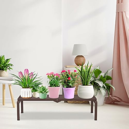 Miniatura 8 de Soporte de metal para plantas de 1 nivel para interiores y exteriores, soporte para múltiples macetas en maceta, estante para plantas, estantería de