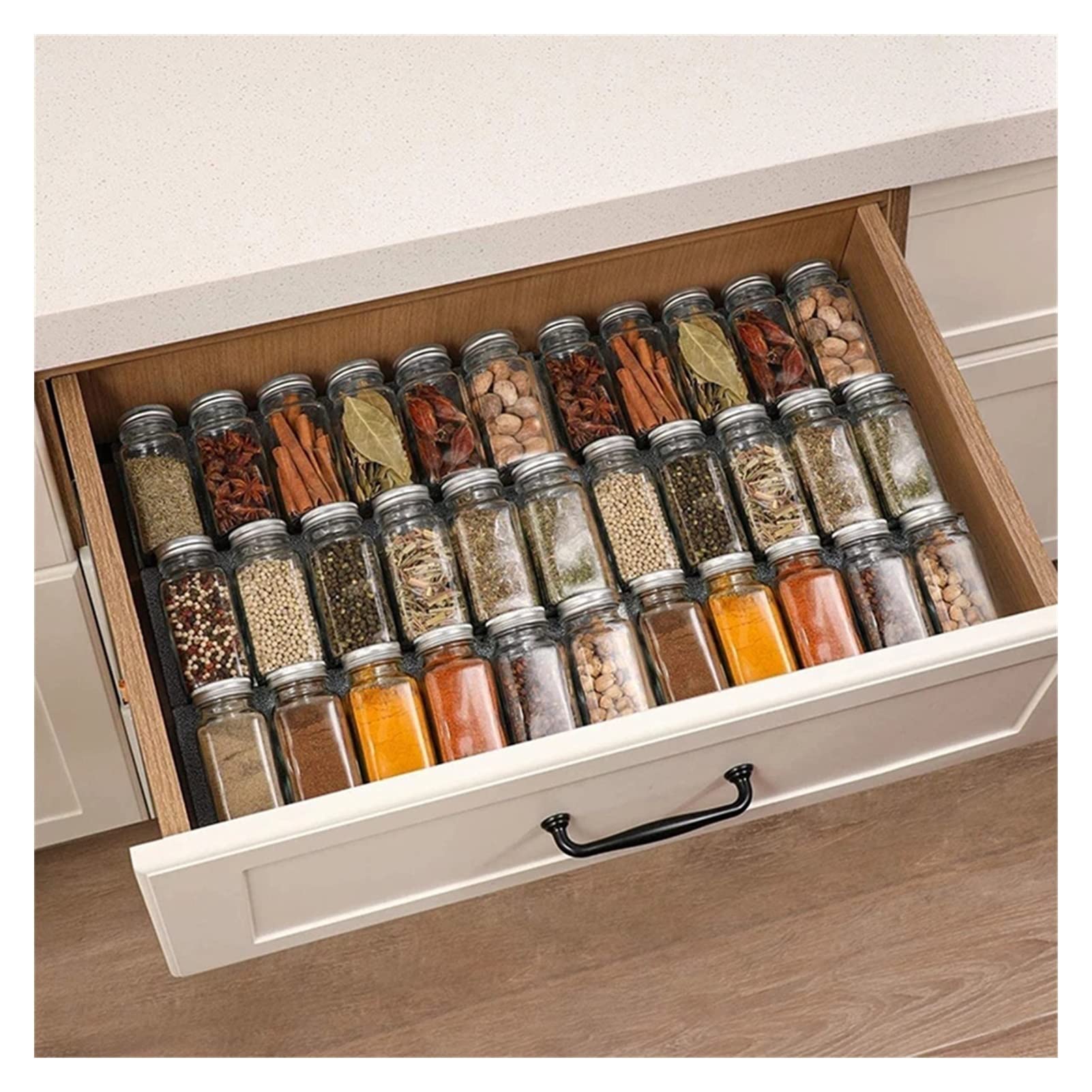 12-teiliges Salz- und Pfefferstreuer-Glas-Gewürzglas-Kanister-Set für die Küche, Gewürzbox, Küchenaufbewahrung mit Trichter und Etiketten