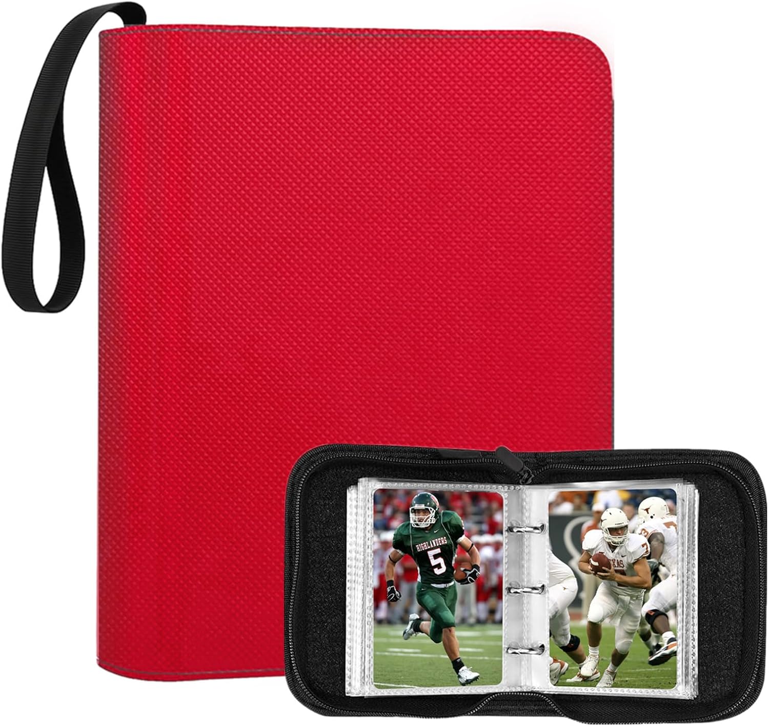 Mini Trading Card Binder for 80+ Cards - Lightweight Portable Top Loading Album with Secure Pockets for TCG, MTG, Baseball, Football, Sports & Game Cards (Red)