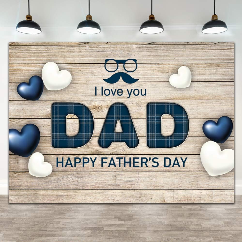 Ticuenicoa 7 5フィート 父の日 写真背景 素朴な木製ブルーホワイトハート 父の日テーマ パーティーバナー デコレーション 毎日激安特売で 営業中です