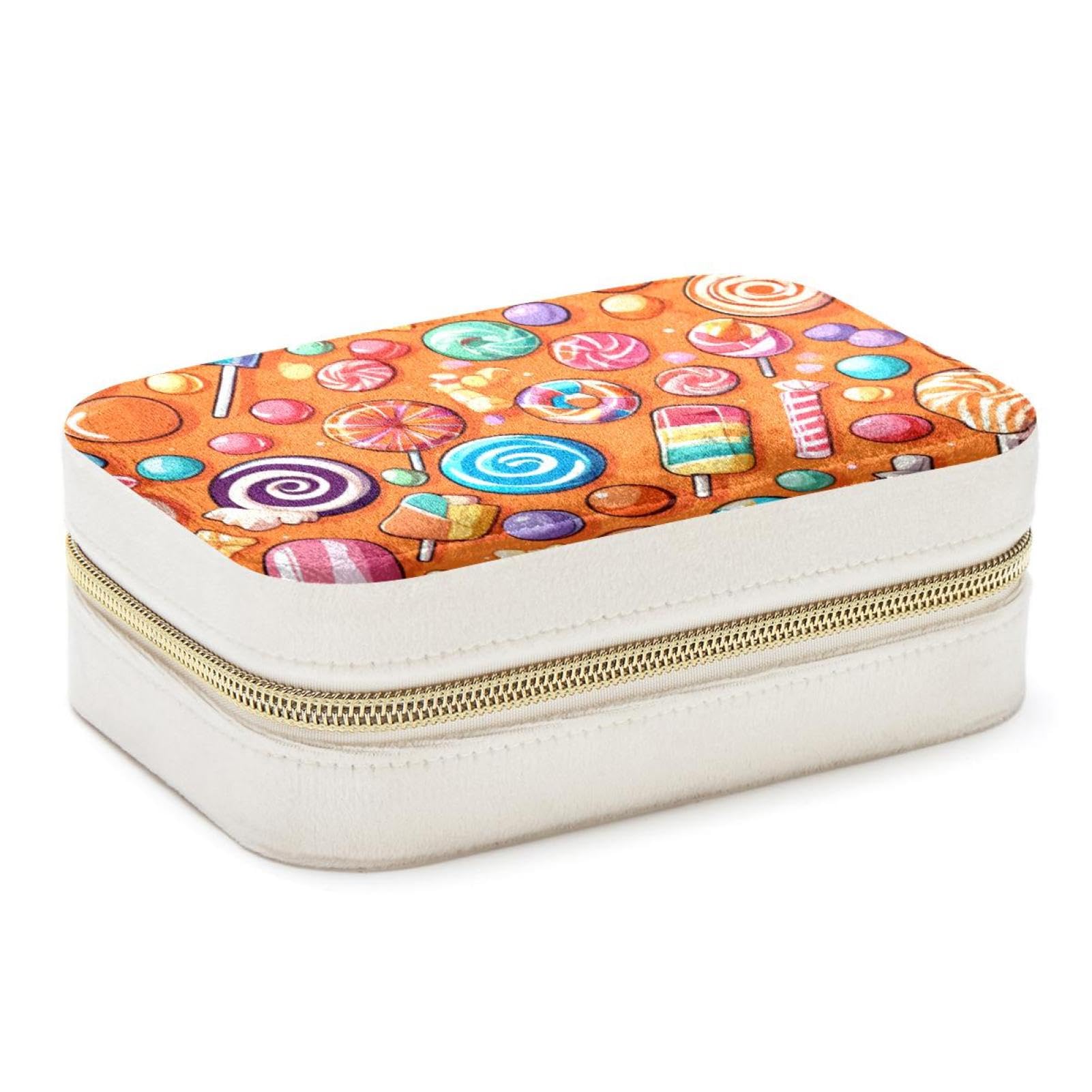 Boîte à bijoux spacieuse pour fille - Grand organiseur de voyage double couche orange