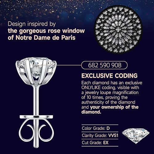 Miniatura 3 de Aretes para mujer, regalos para esposa y mamá, aretes de moissanita de 0.6 quilates y 3 quilates, regalo de joyería de aniversario para esposa,