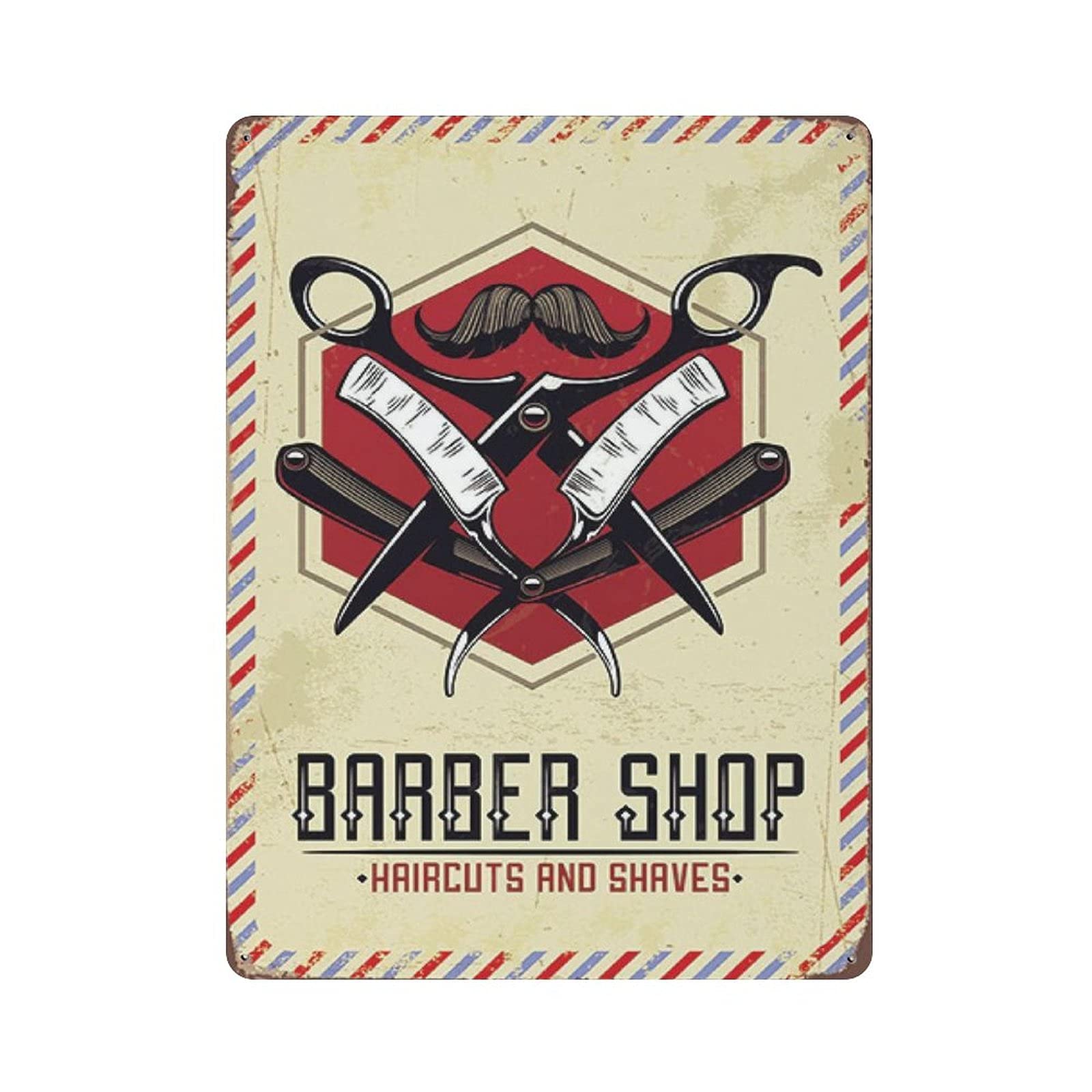 Barber Shop Haircut Tin Sign Metal Plaque Art Hanging Iron Painting Retro Home Kitchen Garden Garage Wall Decor 16"x12"