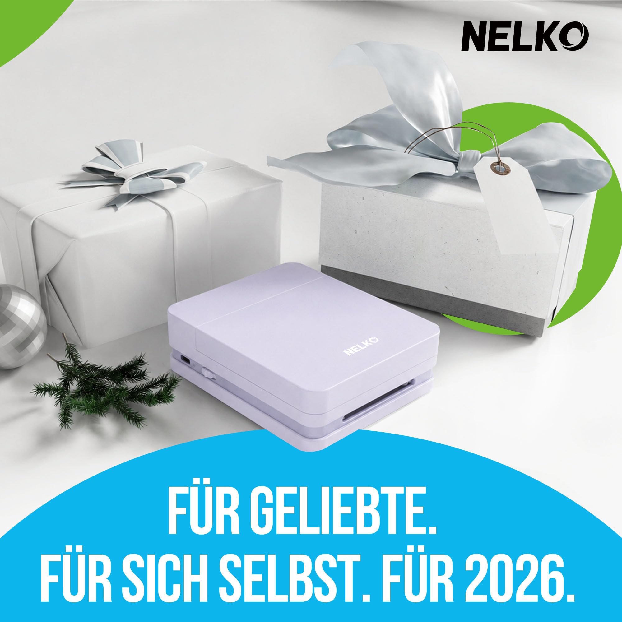 Nelko PP01 Tragbarer Fotodrucker, 100 Blatt Selbstklebendes Fotopapier,Lila | Tintenstrahl-Aufkleberdrucker kompatibel mit iOS/Android mit Bearbeitungs-App, Ideal für Partys, Reisen und Bullet Journals