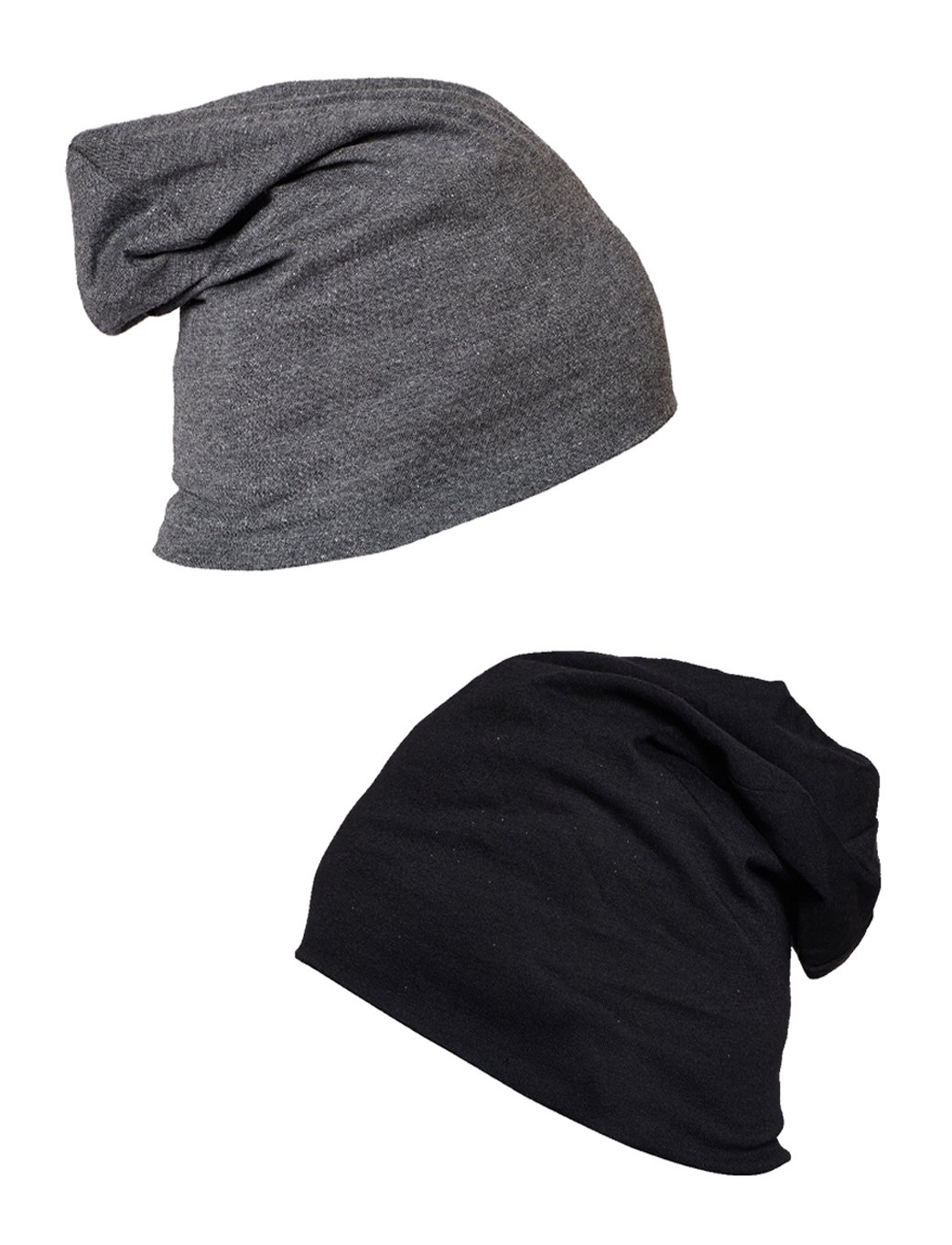 Mack Jonney Cotton Black and Dark Grey Beanie Cap for Women(Pack of 2)-Cap_Blk_Anthra_02, Assorted