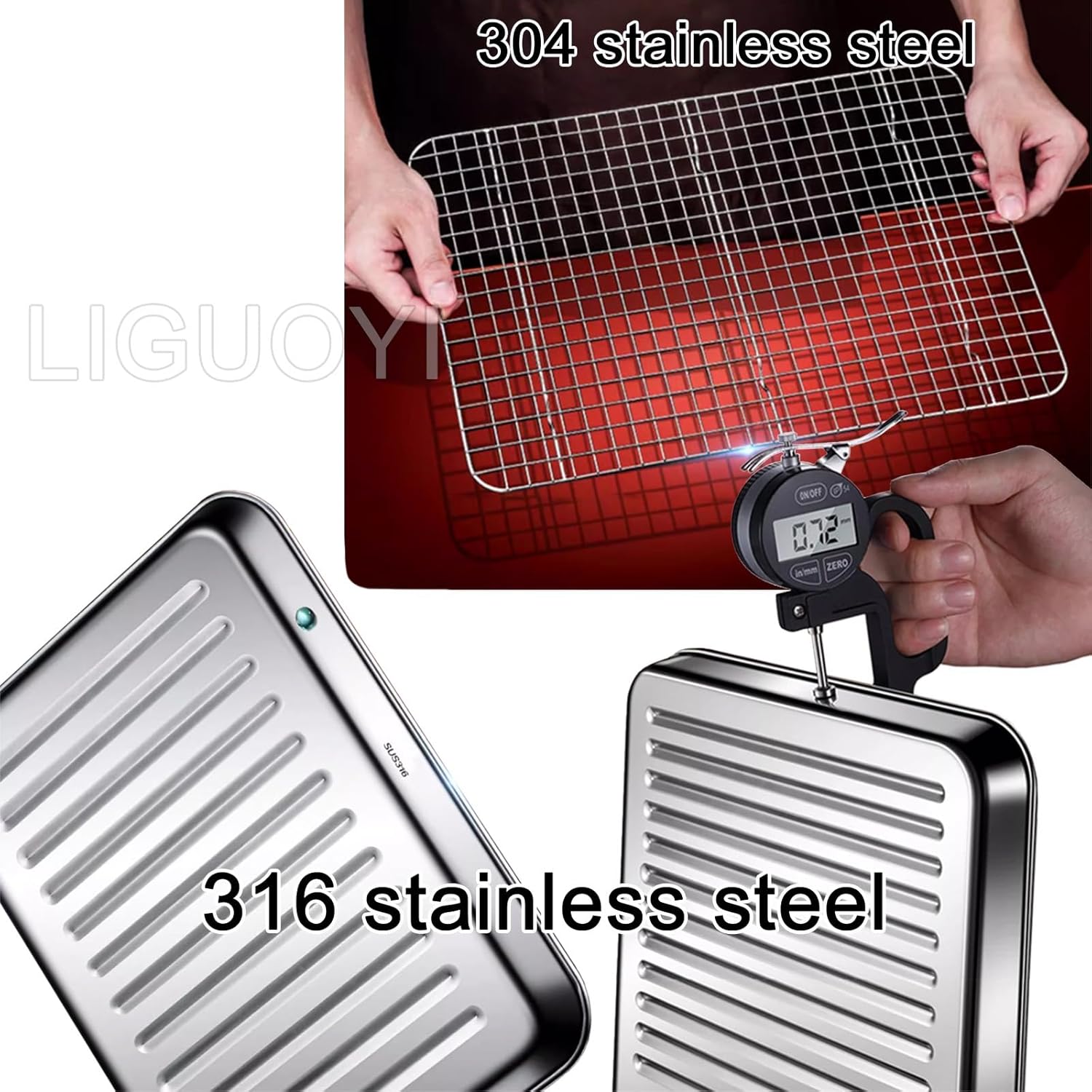 Baking Sheets Nonstick Stainless Steel Trays, Baking Sheet with Wire Rack Set for Oven, Rectangular Baking Sheet Pan Heavy Duty Meta Trays for Baking, Roasting, Cooking(440x320mm)