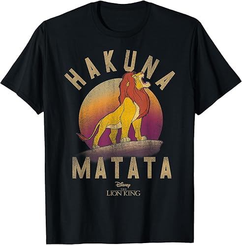 Disney T-Shirt pour Homme Motif Guerrier du Roi Lion Simba Pride Hakuna Matata, 