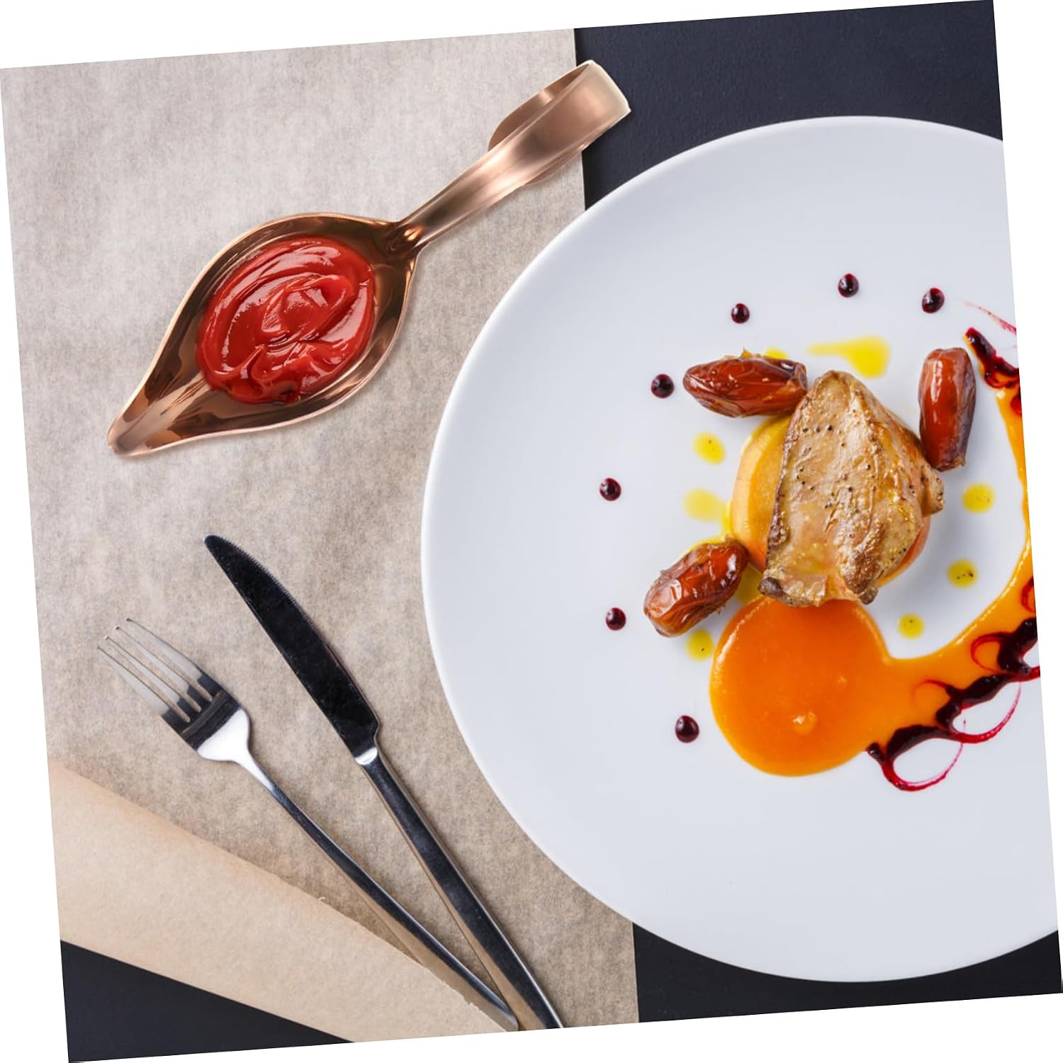 VOSAREA Stainless Steel Precision Drawing Spoon for Western Food Decoration and Baking, Food Safe and Comfortable to Hold Culinary Saucier Spoon for Sauce Drizzling
