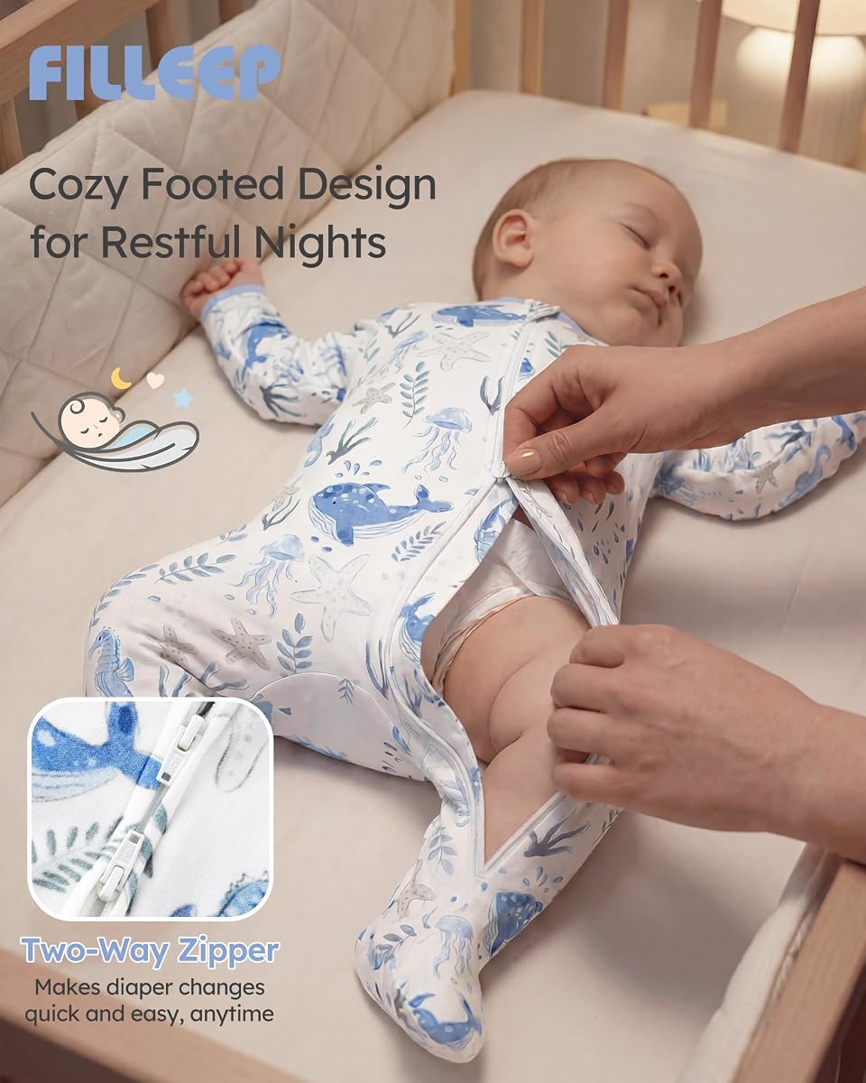 4w marins Organic Cotton Zipper Footed Sleeper view 4