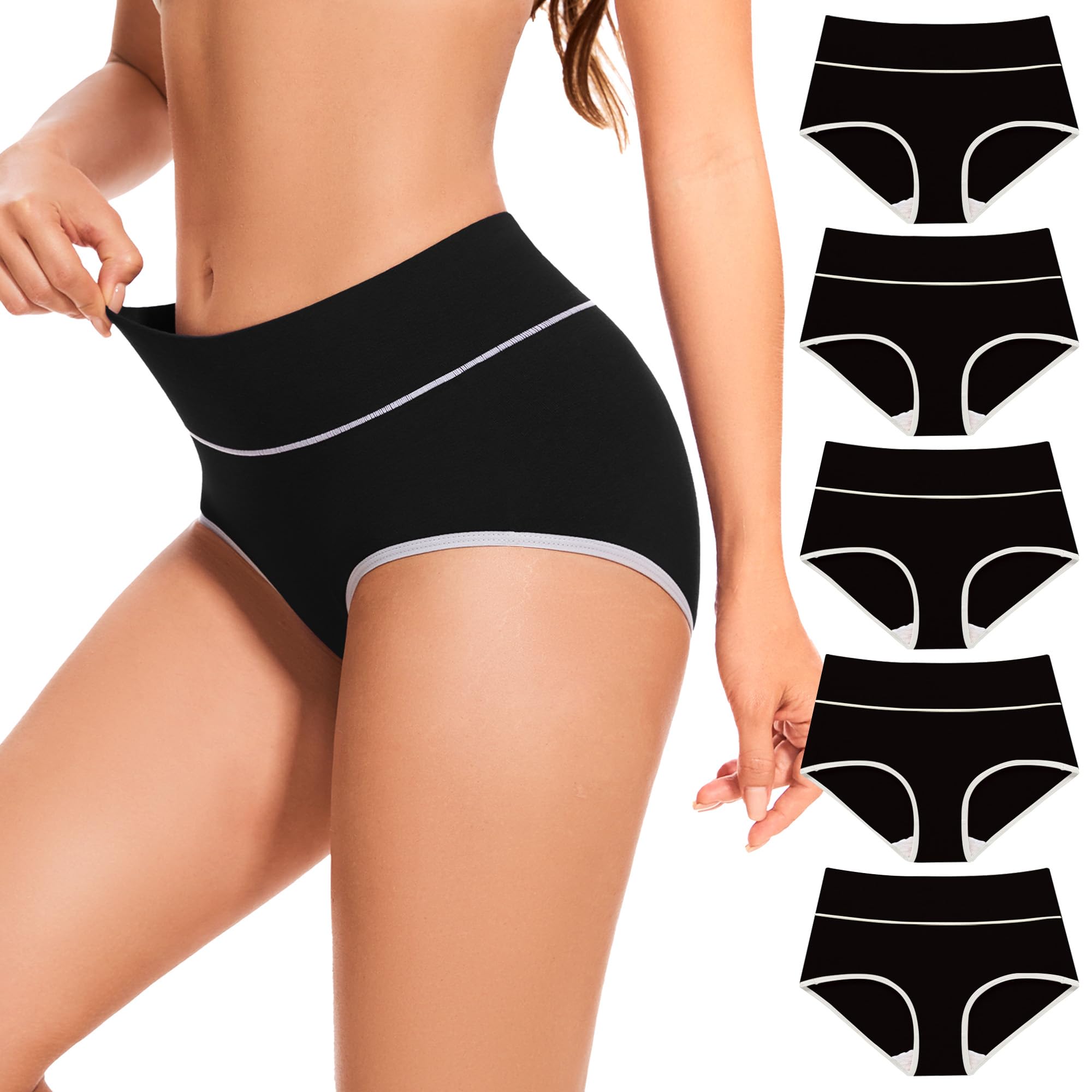 Migbean Underwear for Women Cotton Full Coverage Briefs High Waist Panties Soft Strech Ladies Breathable Panty Multi Pack