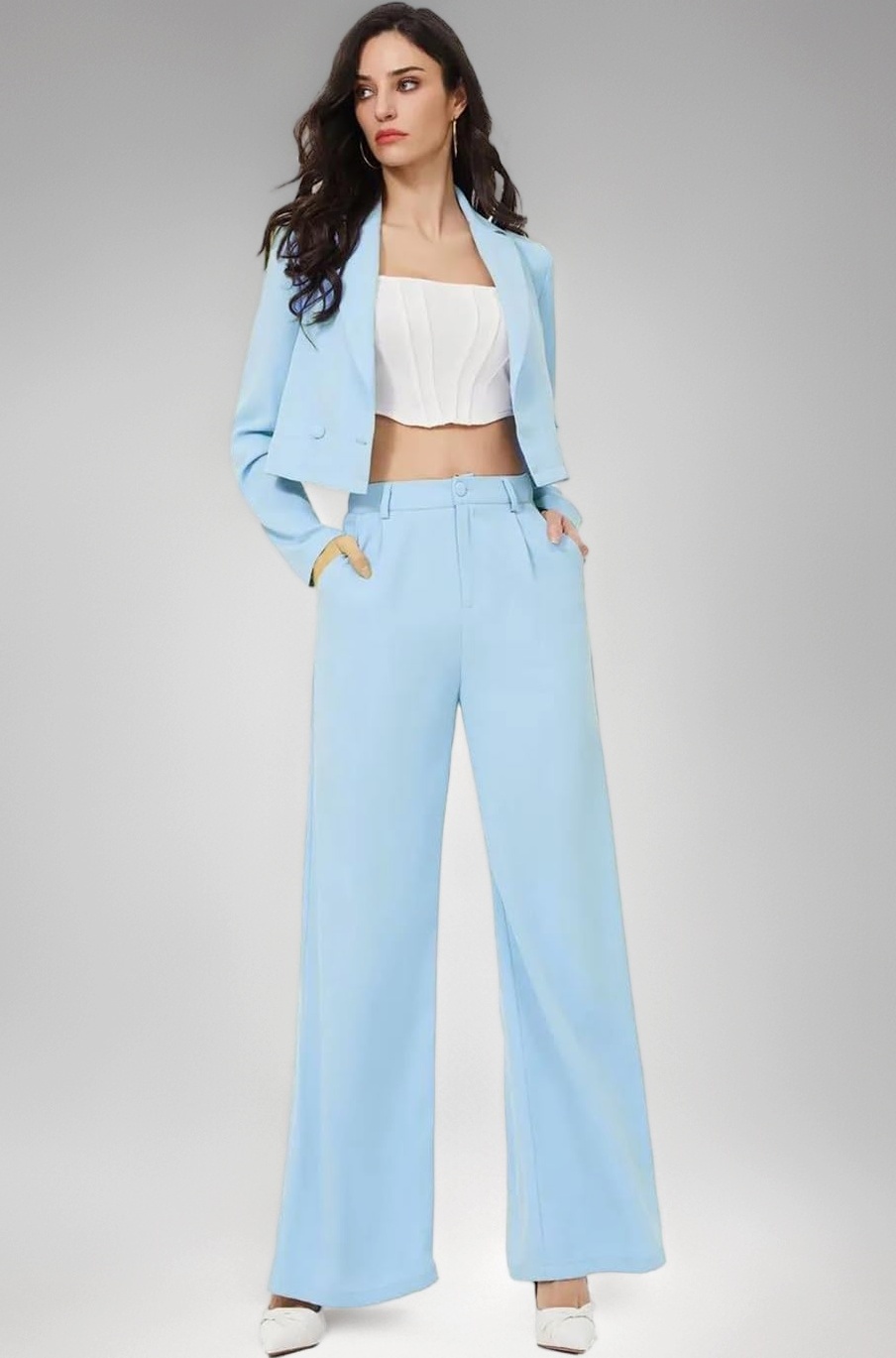 KOTTY Women's Solid Relaxed Fit Full Sleeve Co-ord Blazer and Trouser Set.