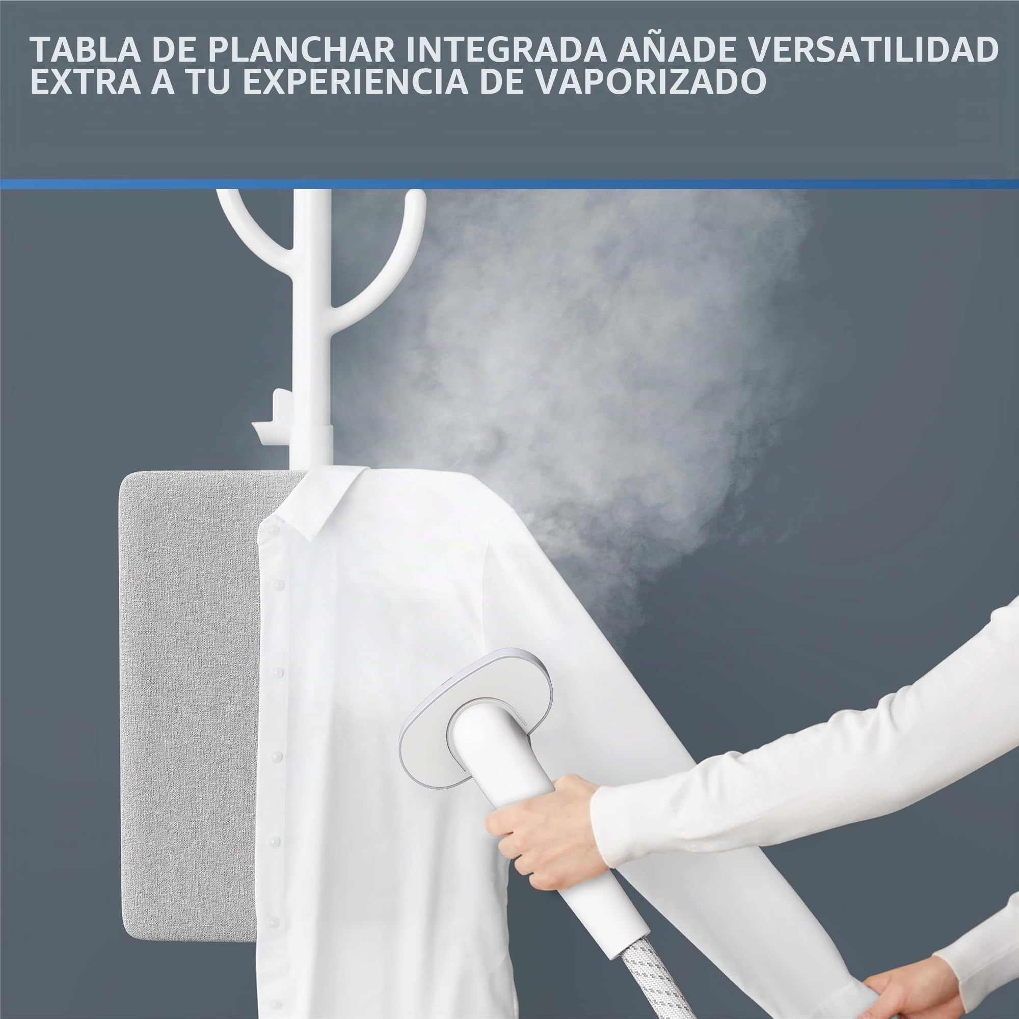 Rowenta, vaporizador para ropa, vapor en el hogar, acero inoxidable de tamaño completo con tabla de planchar vertical, tanque de agua de 42 onzas, perchero para ropa, compacto, 1800 vatios,