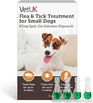 Flea & Tick Treatment for Small Dogs 2-10kg, Spot-On, 4 Pipettes