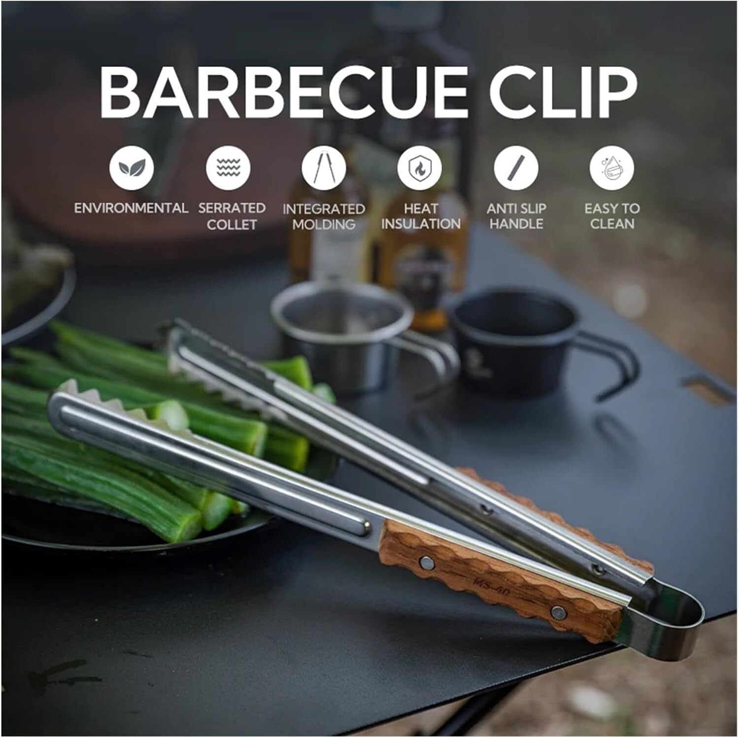 BBQ Tongs,Kitchen Tongs,Grill TongsBBQ Outdoor Camping Kitchenware Cookware Serving Tongs Barbecue Clip Clamps BBQ Food Tongs Stainless Steel BBQ Food Clip Clamps Accessories