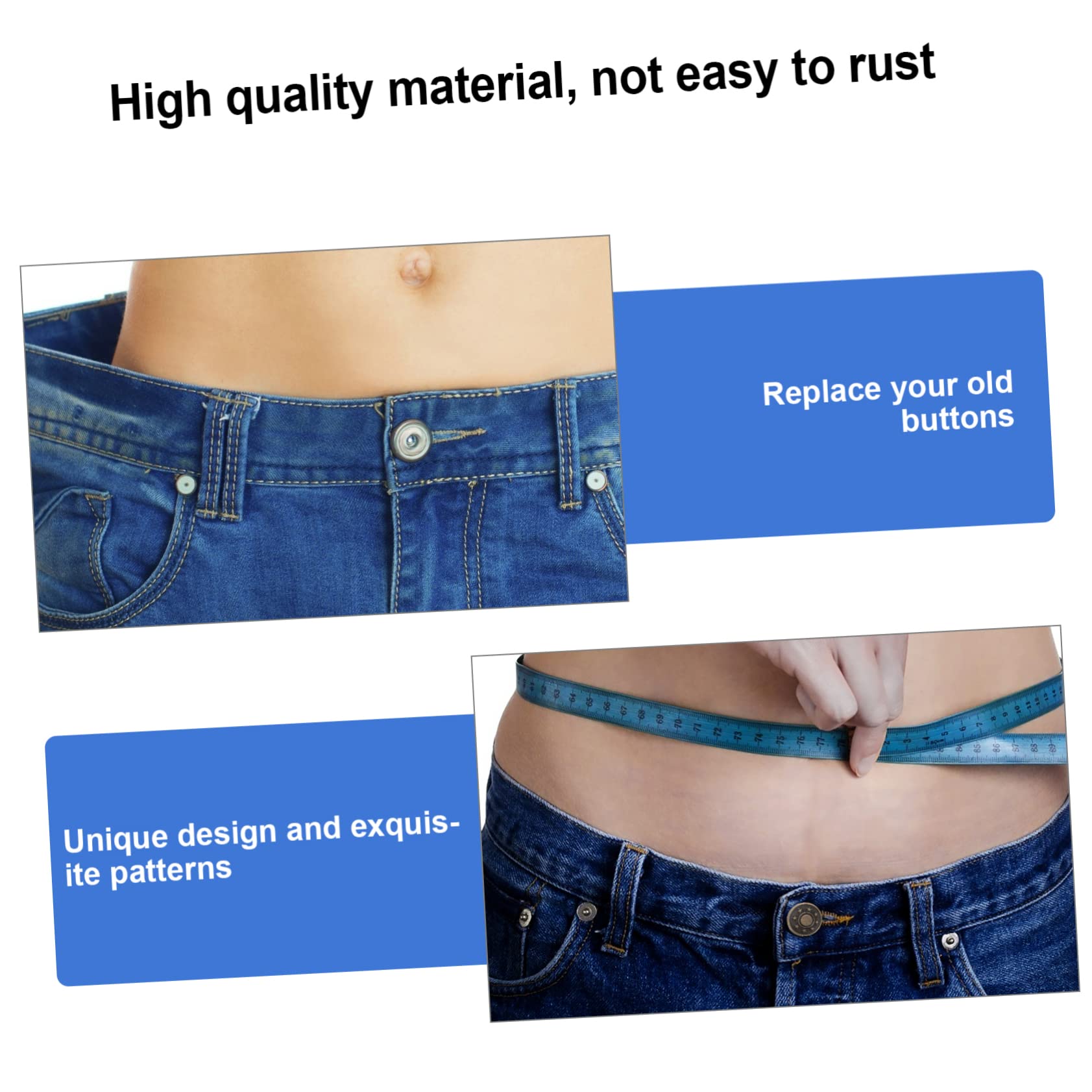 STOBOK 3 Set Di Bottoni Per Jeans Bottoni Staccabili in Vita in Lega Di Metallo Sostituzione Di Jeans Design Semplice Moda Ed 20 Pezzi*3