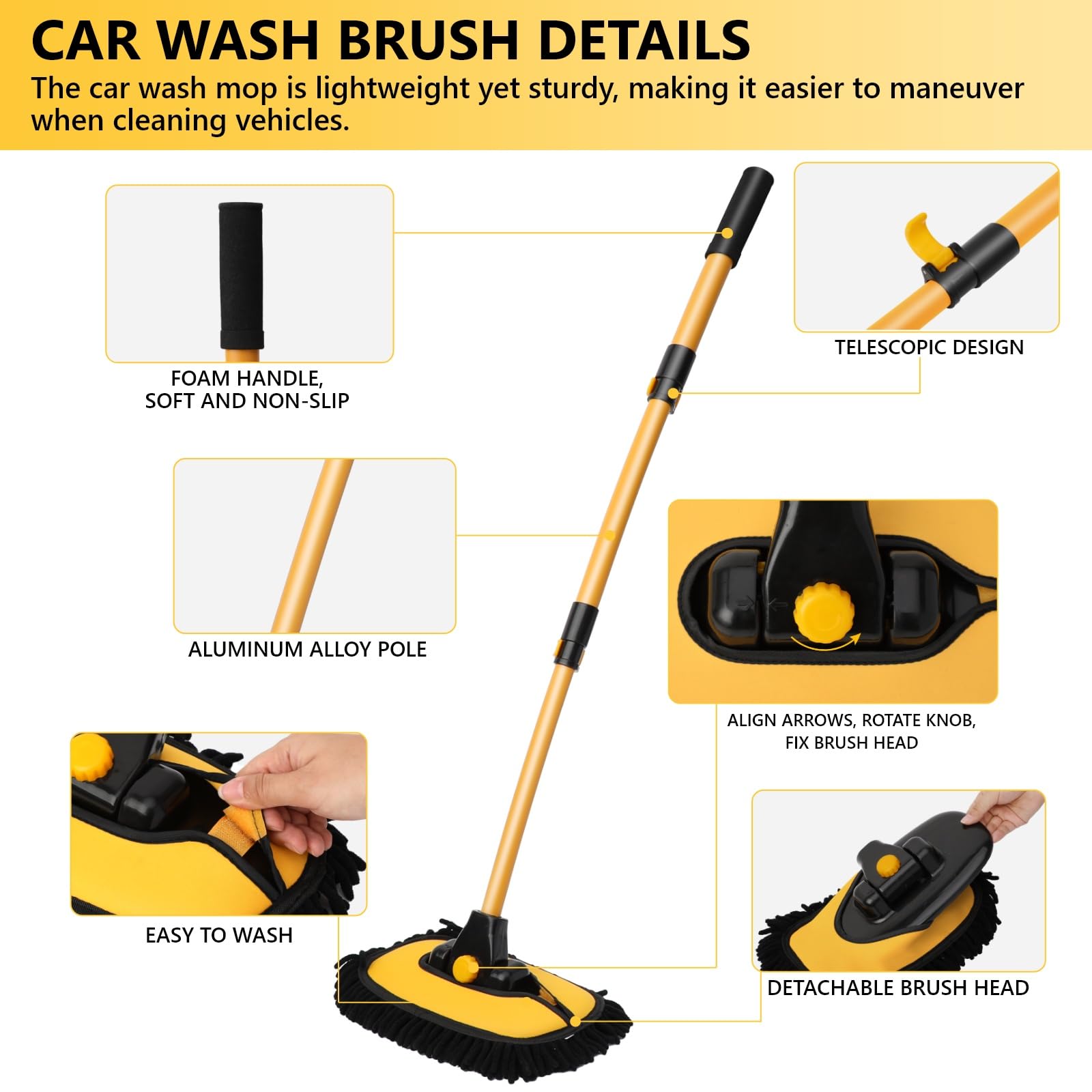Curved Car Wash Brush Kit - Easy Car Cleaning -6