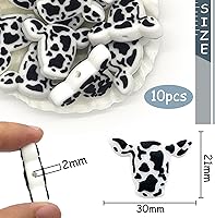 Vista 2 de 10 cuentas focales de silicona de vaca negra para bolígrafos, llaveros y más